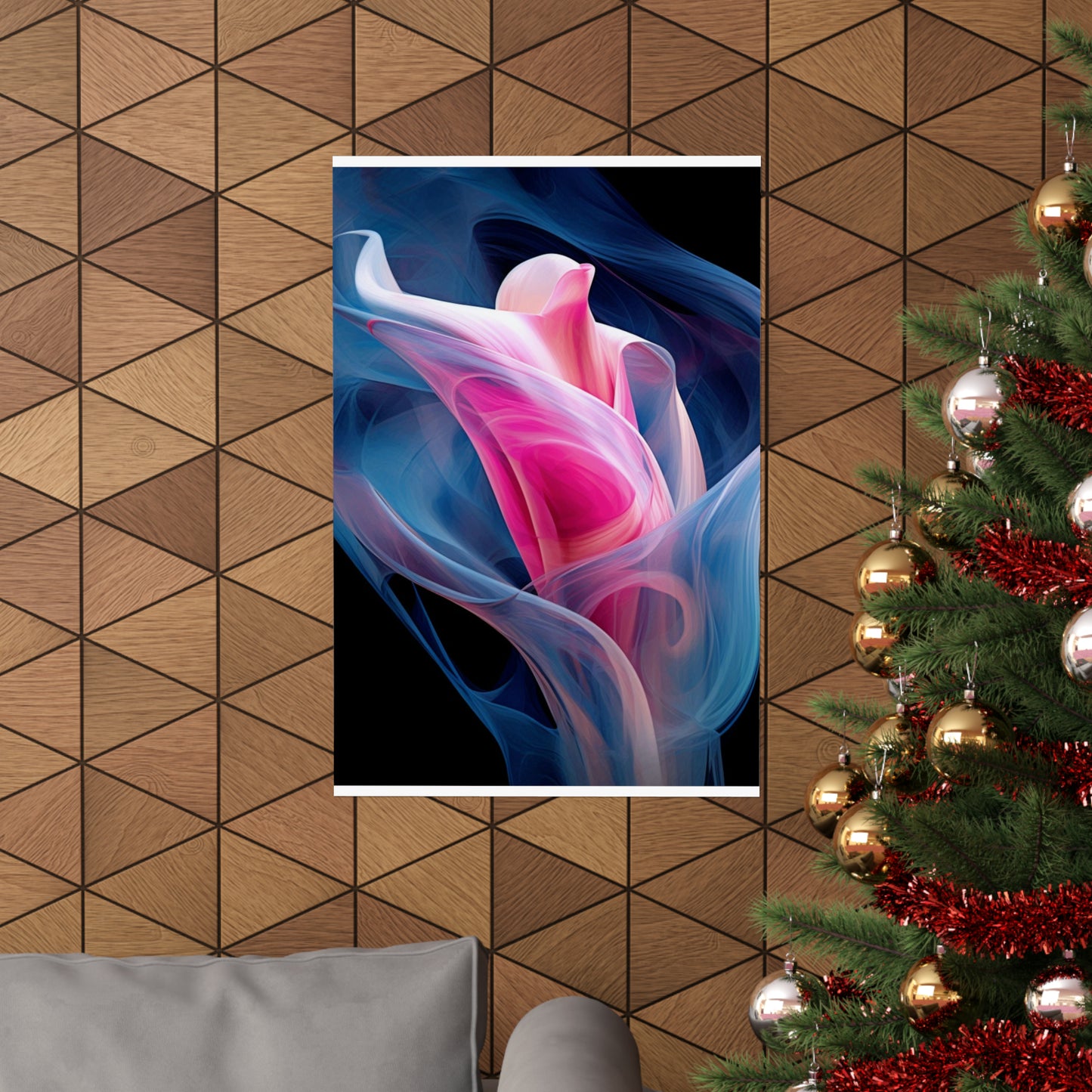 Premium Matte Vertical Posters Pink & Blue Tulip Rose 3