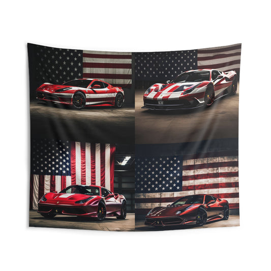 Indoor Wall Tapestries American Flag Background Ferrari 5