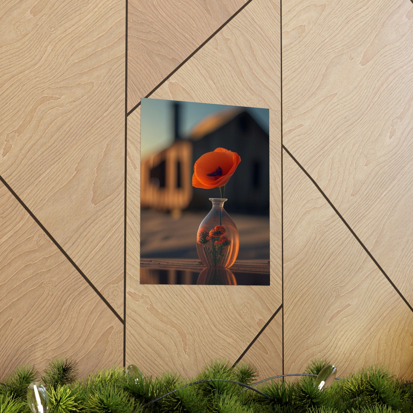 Premium Matte Vertical Posters Orange Poppy in a Vase 3