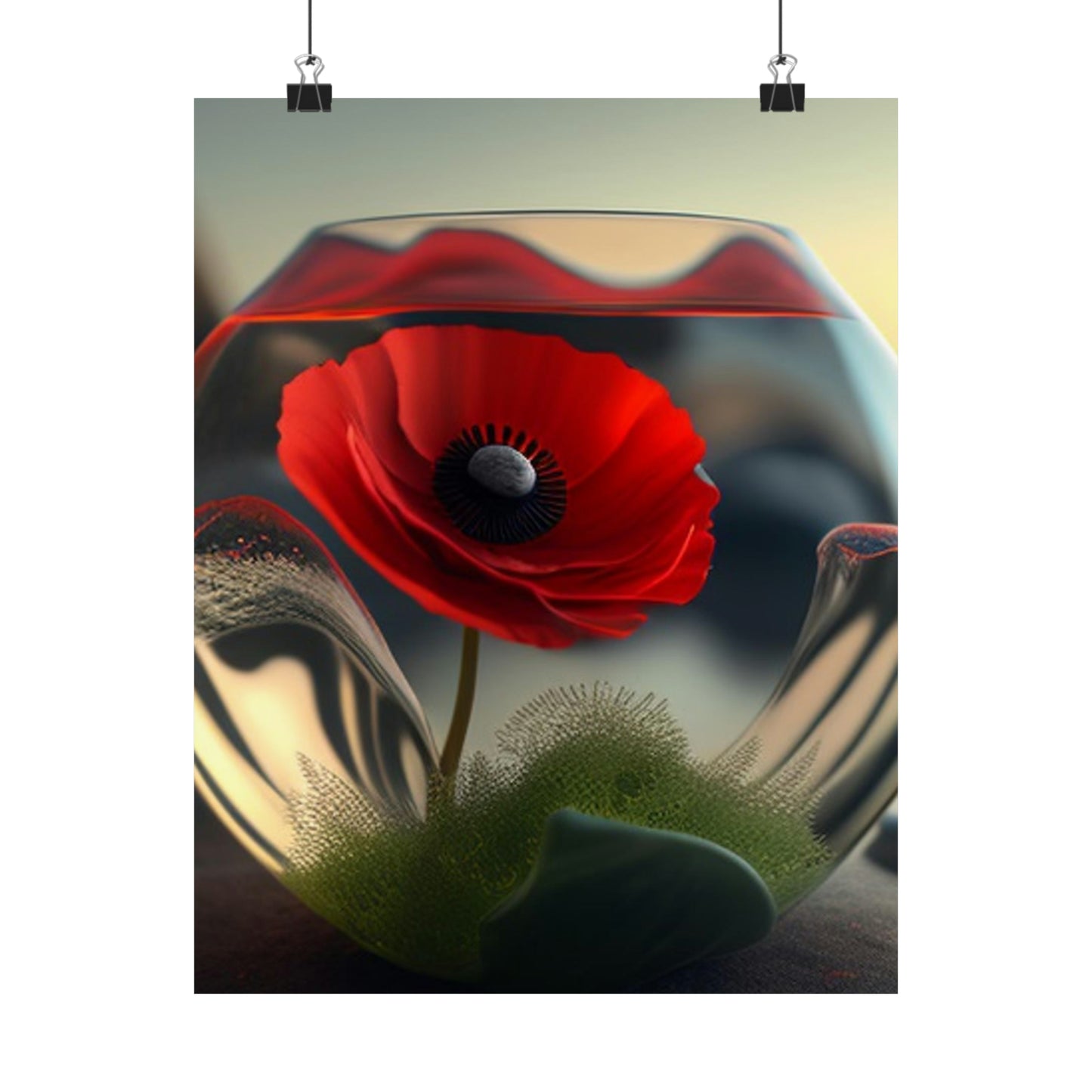 Premium Matte Vertical Posters Red Anemone in a Vase 3