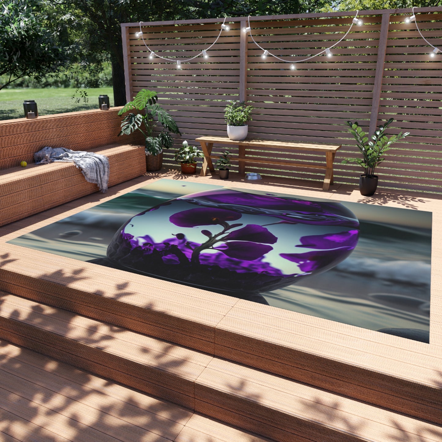 Outdoor Rug  Purple Sweet pea in a vase 4