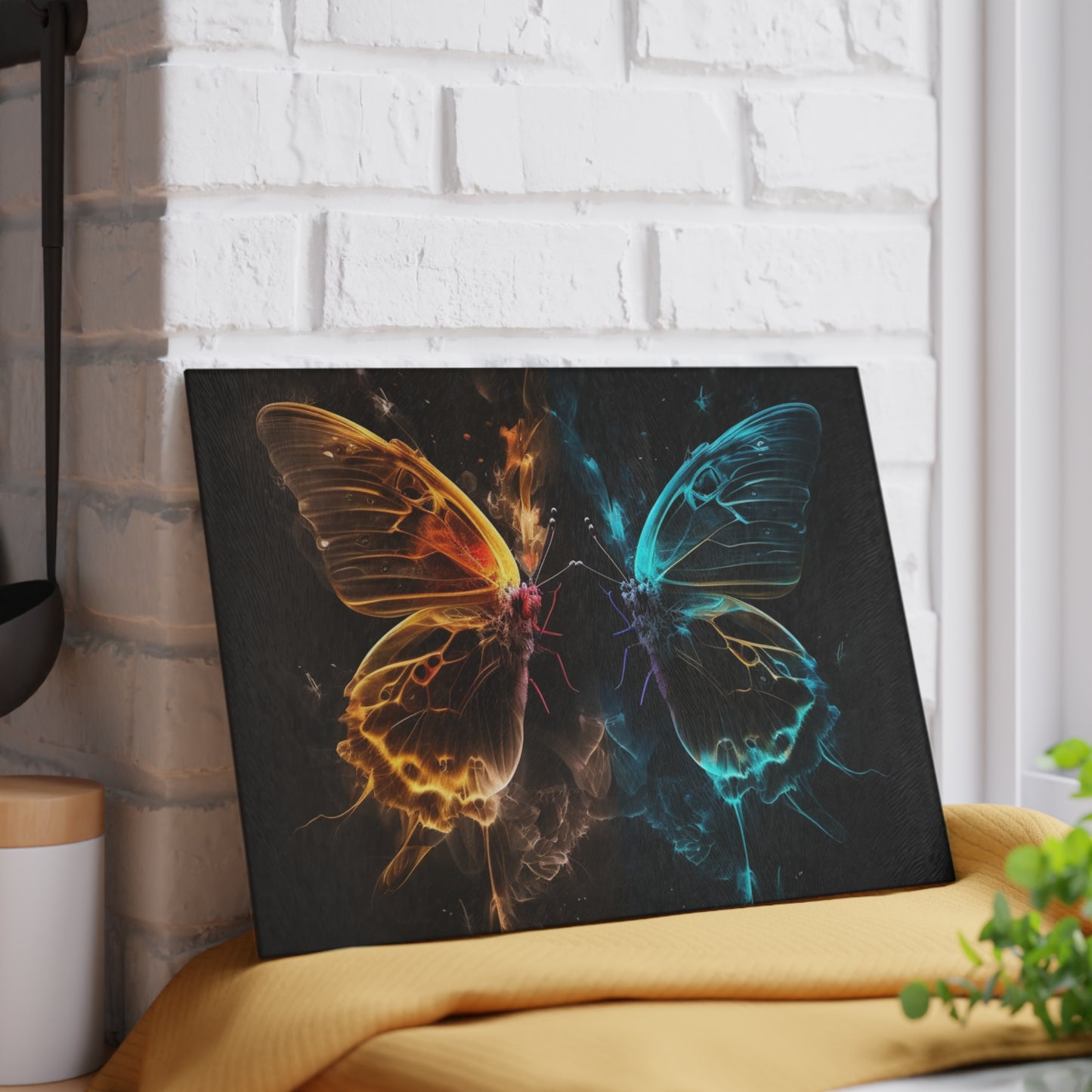 Glass Cutting Board Kiss Neon Butterfly 7