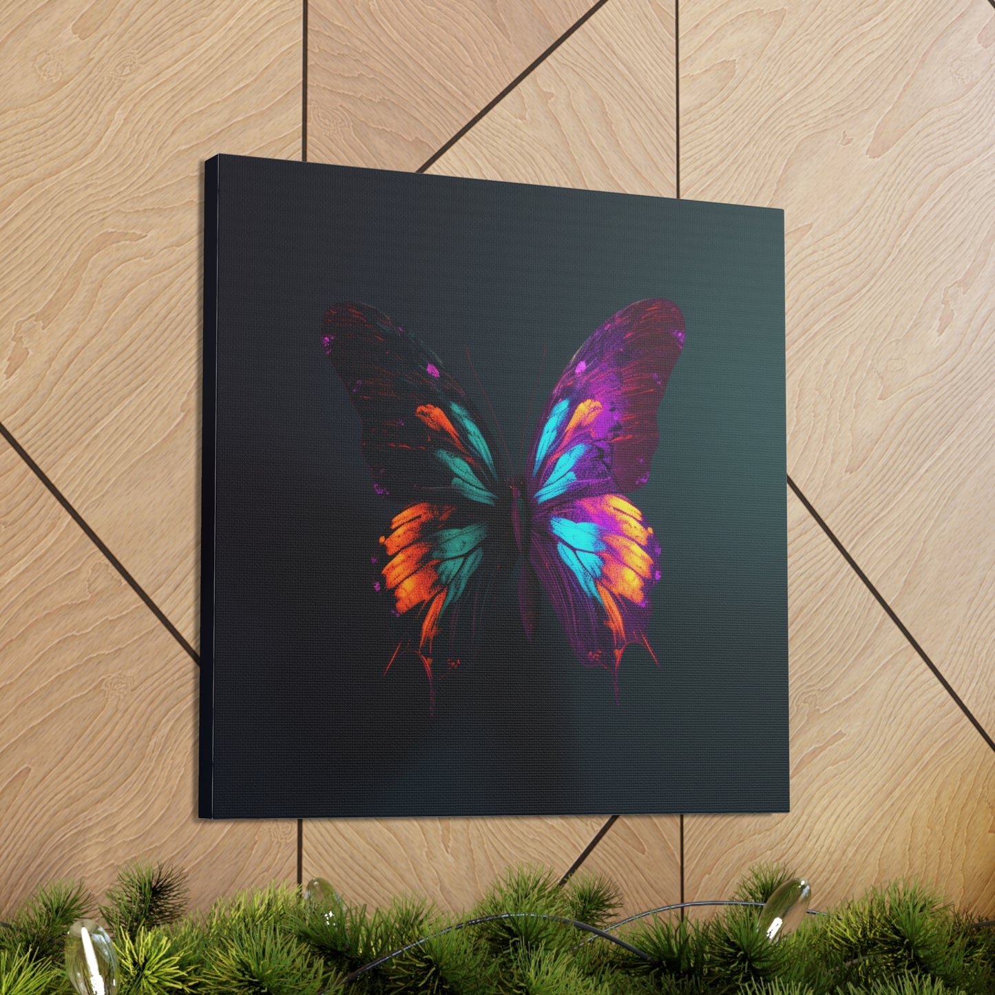 Canvas Gallery Wraps Hyper Colorful Butterfly Purple 2