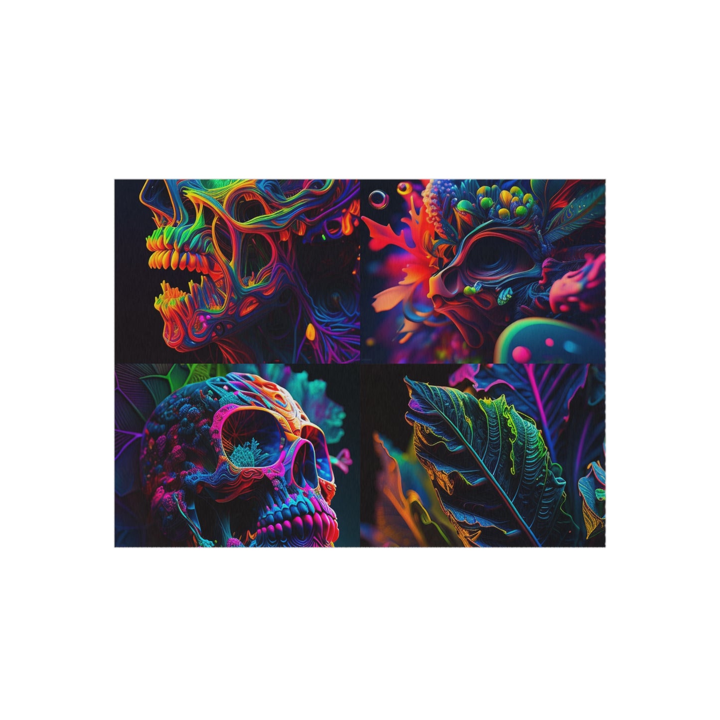 Outdoor Rug  Florescent Skull Death 5