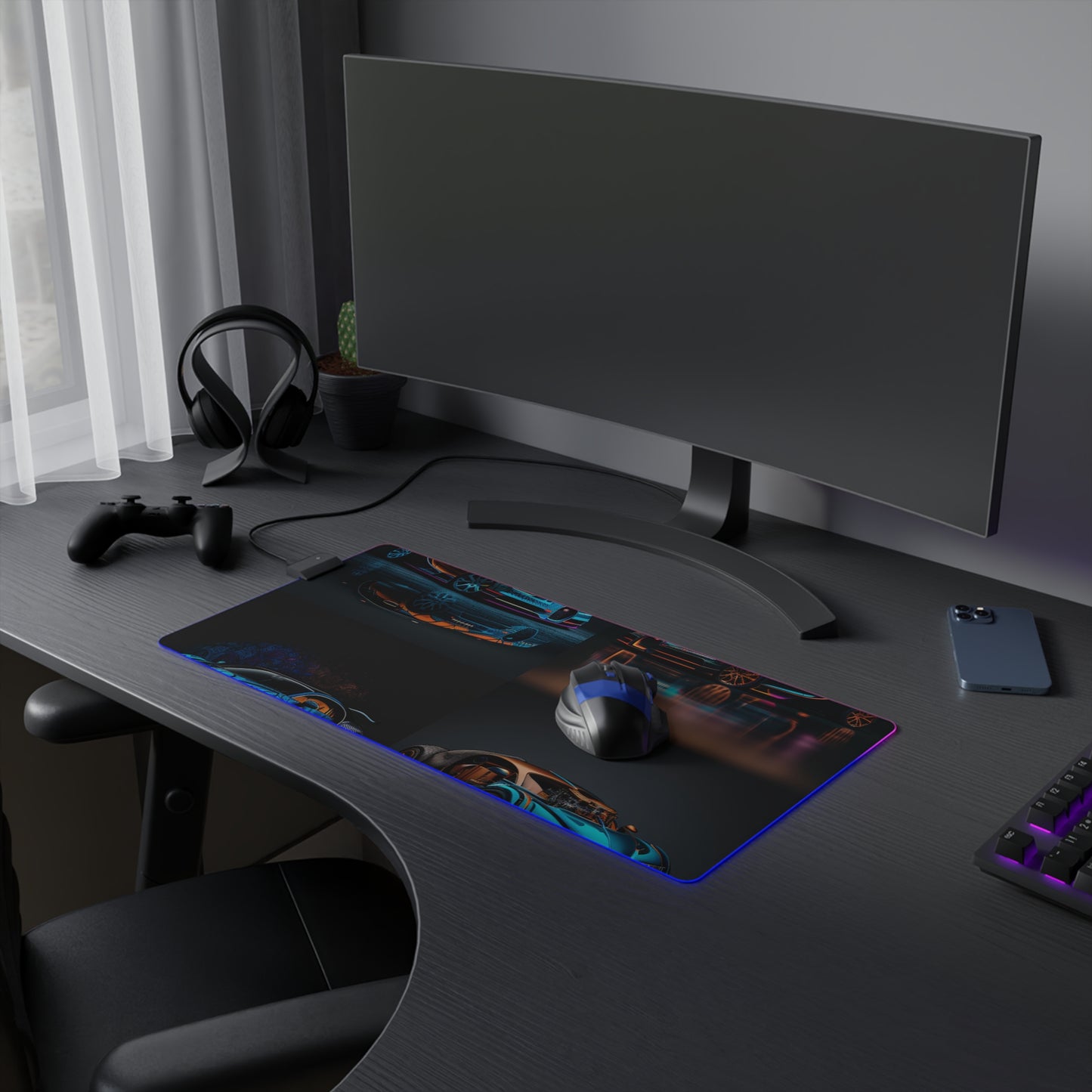 LED Gaming Mouse Pad Bugatti Blue 5