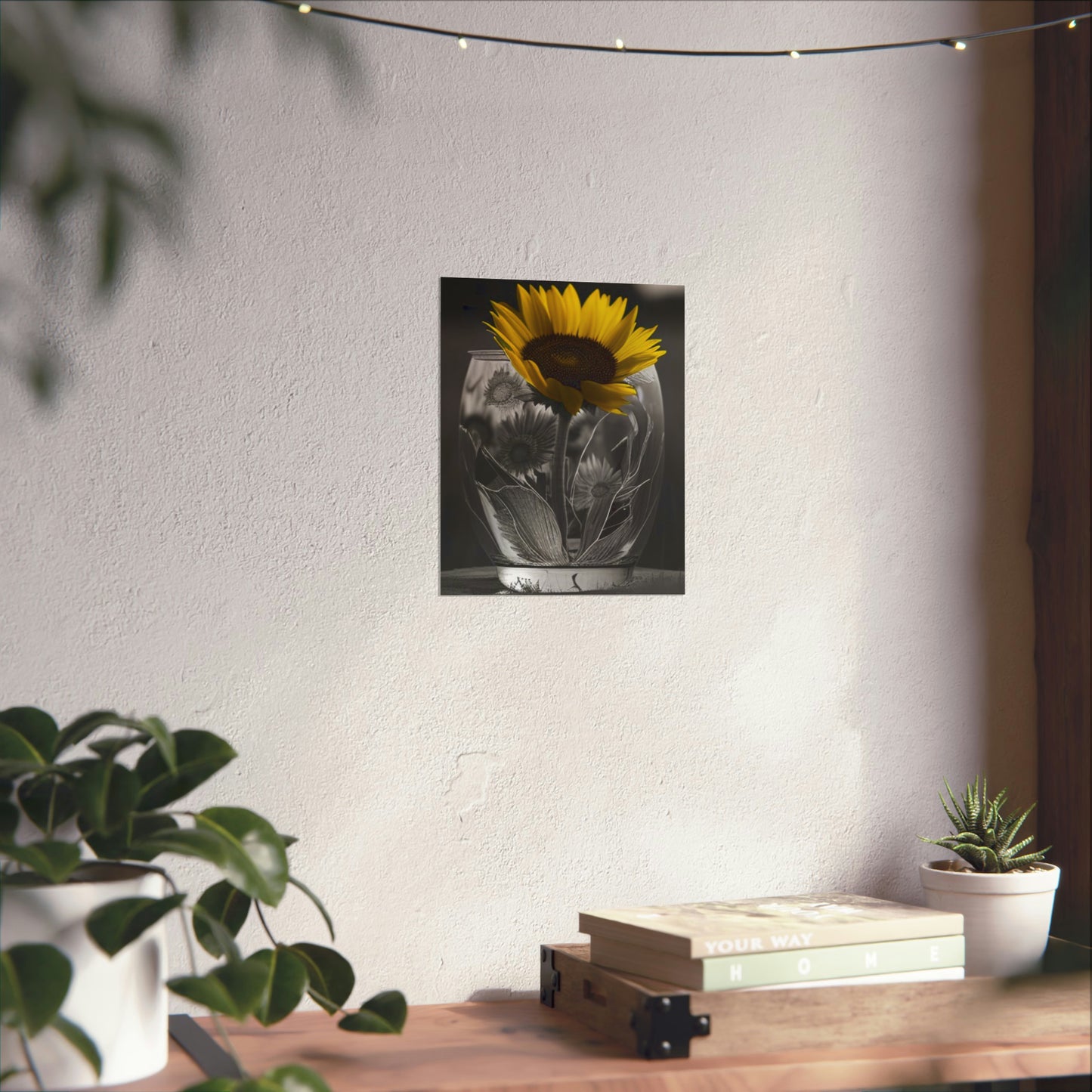 Premium Matte Vertical Posters Yellw Sunflower in a vase 1