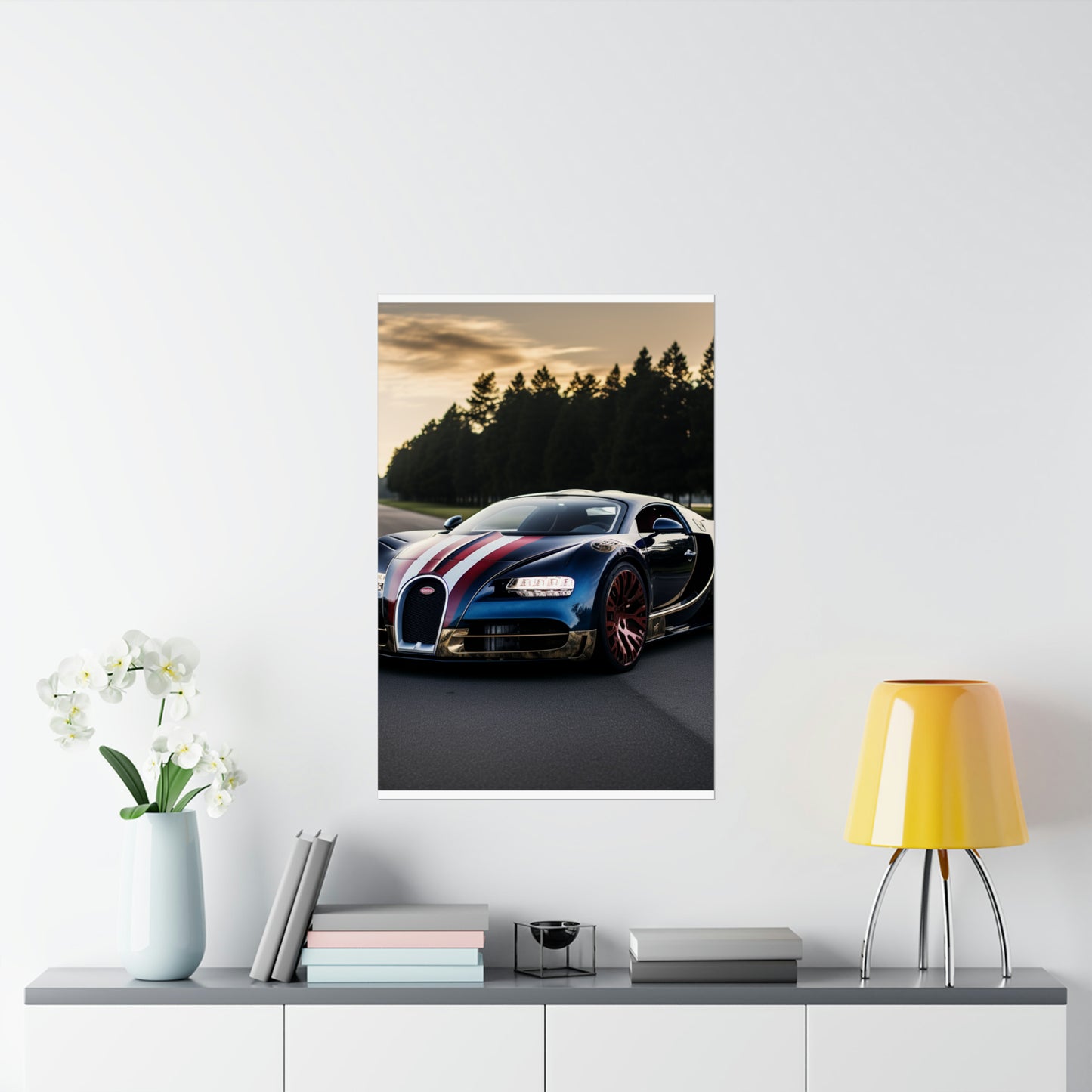 Premium Matte Vertical Posters Bugatti Flag American 1