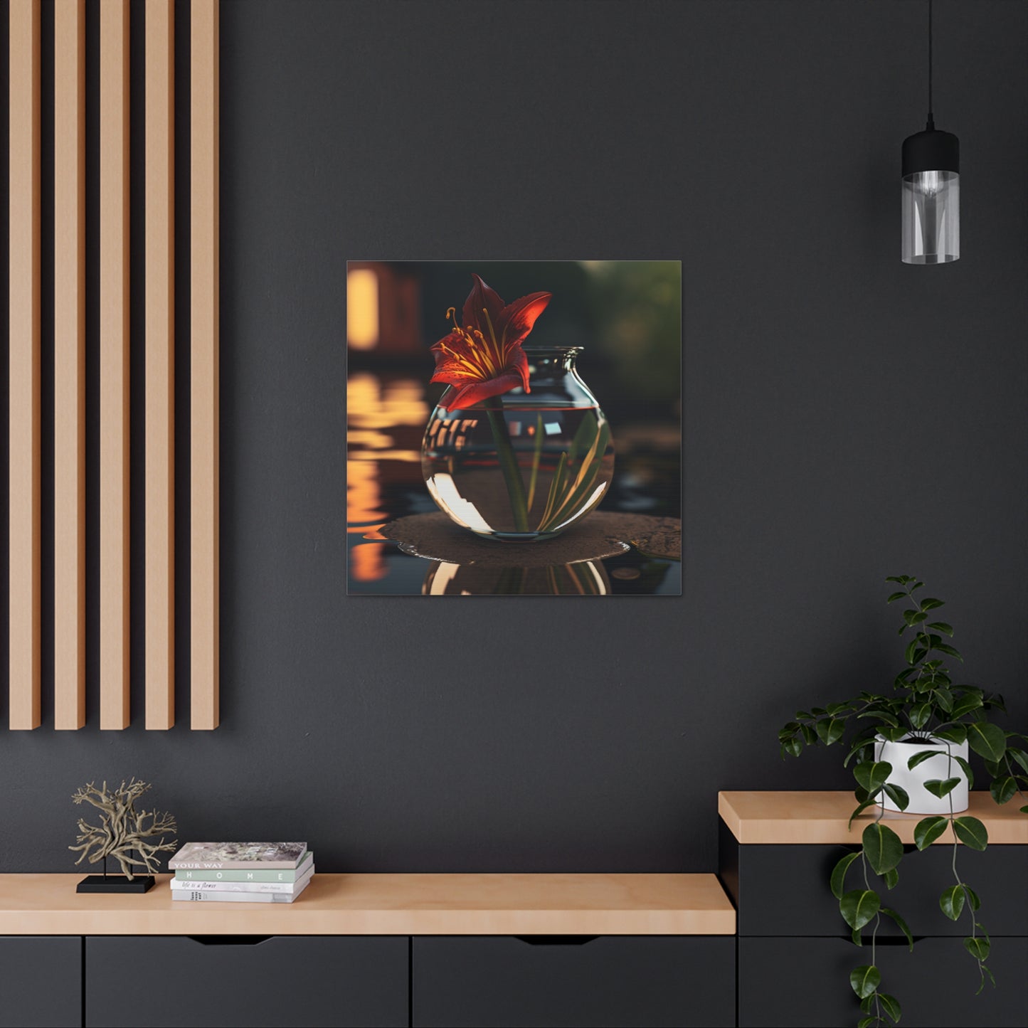 Canvas Gallery Wraps Red Lily in a Glass vase 2