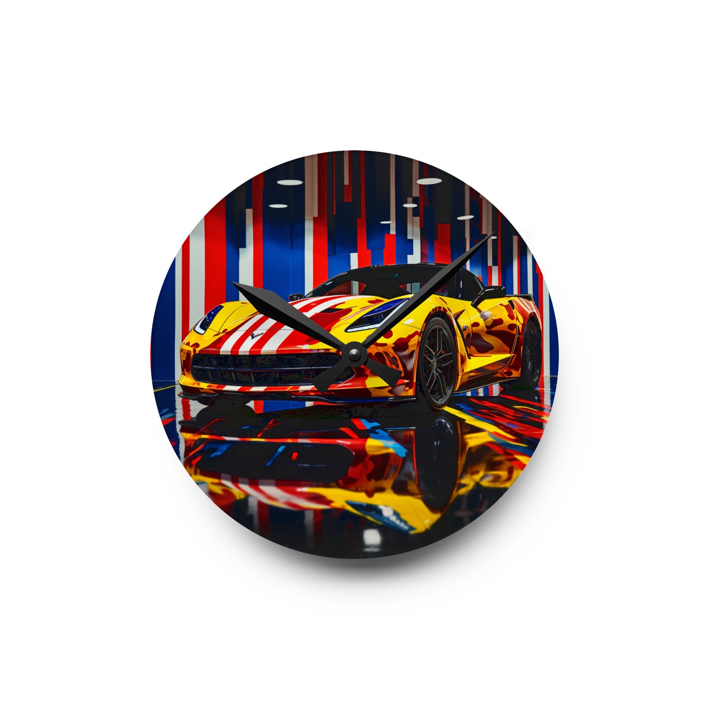 Acrylic Wall Clock Macro Flag Ferrari 4