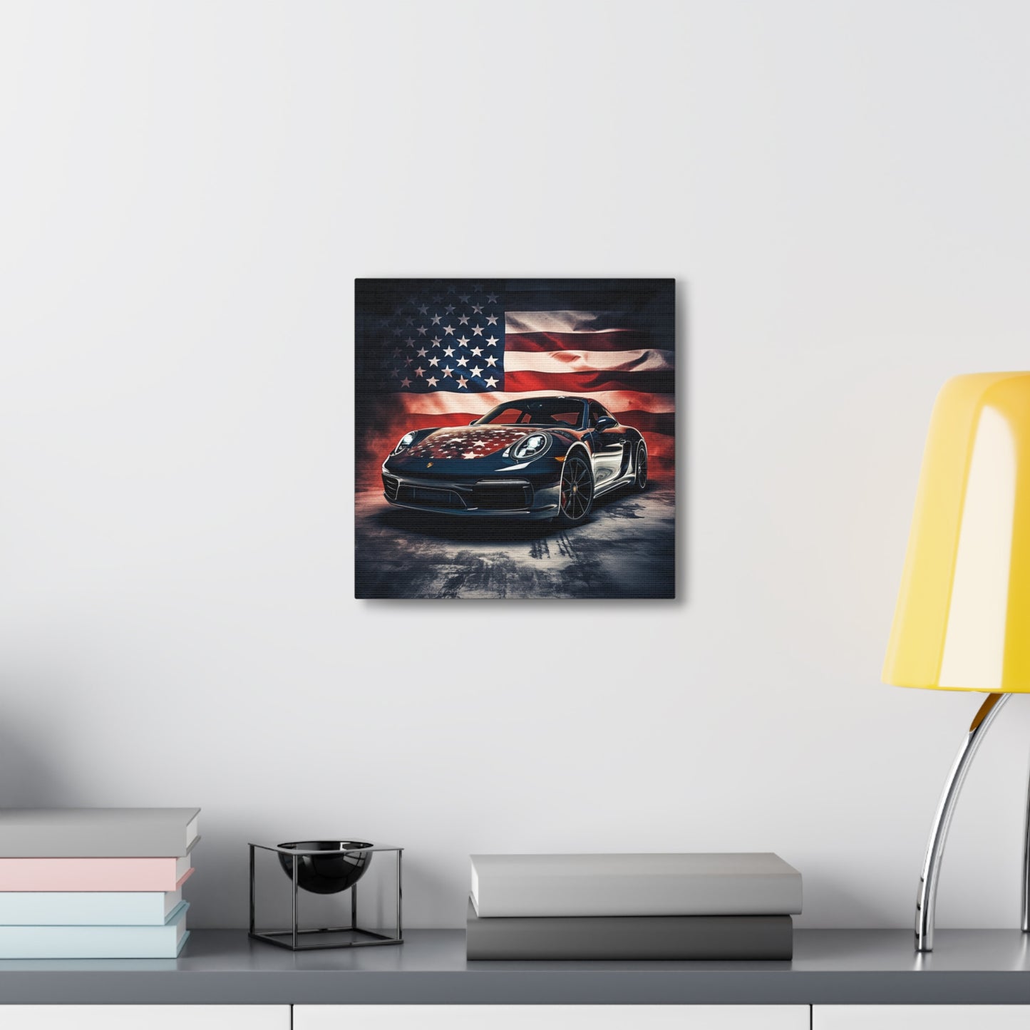 Canvas Gallery Wraps Abstract American Flag Background Porsche 2