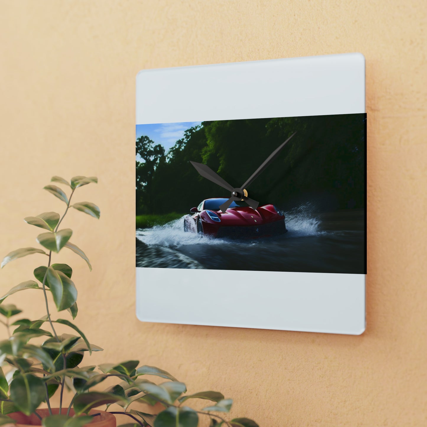 Acrylic Wall Clock Water Ferrari Splash 1