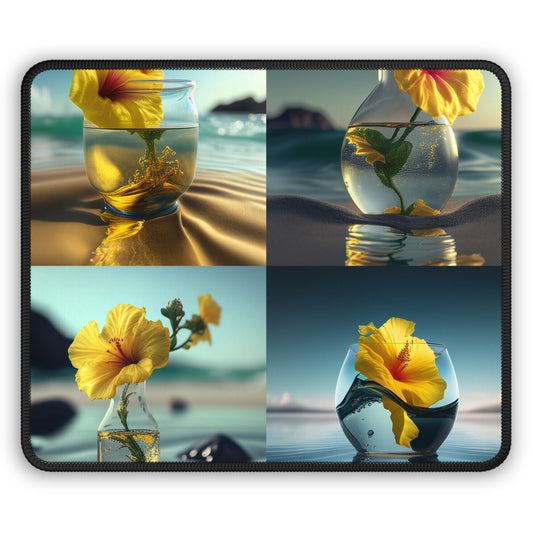 Gaming Mouse Pad  Yellow Hibiscus glass 5