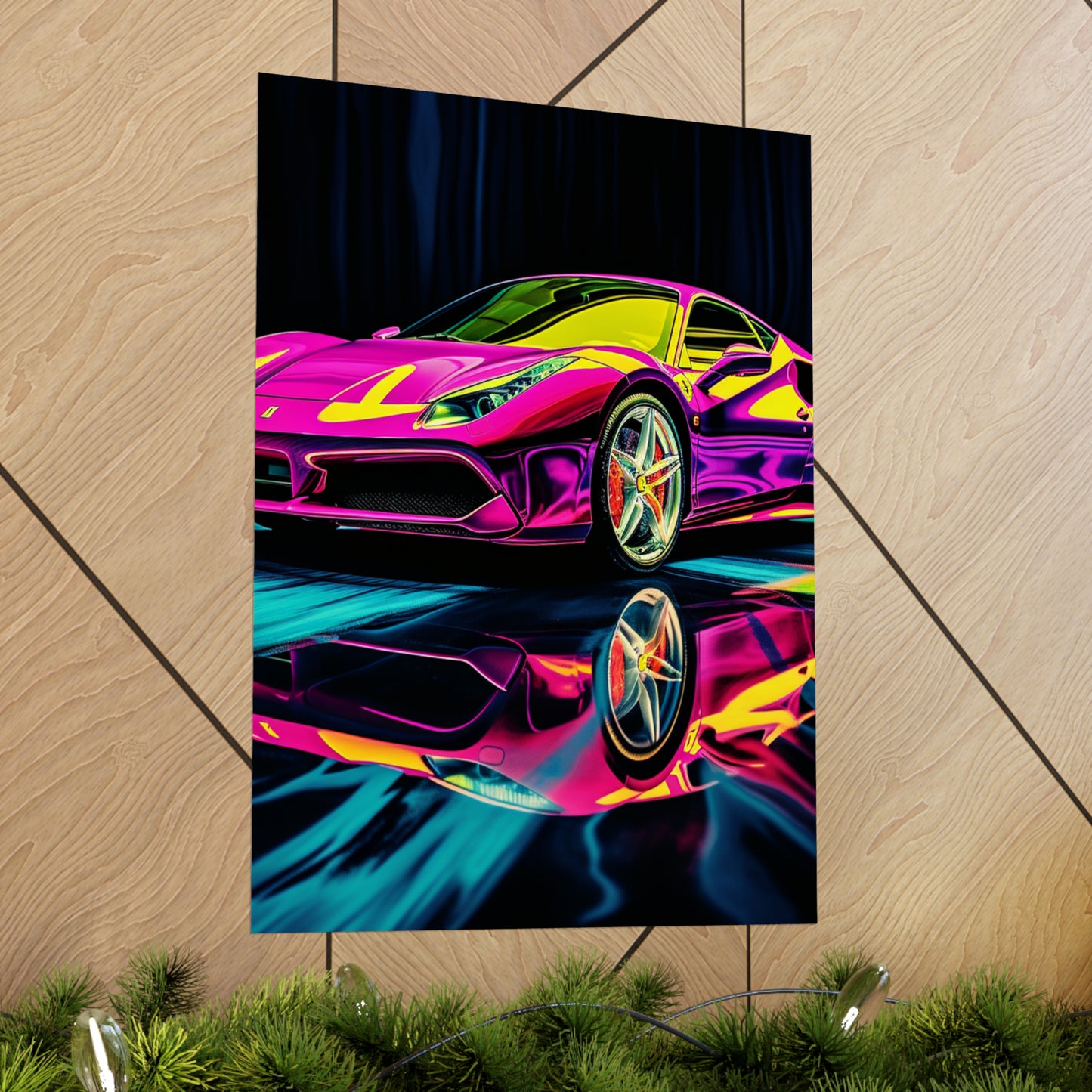 Premium Matte Vertical Posters Pink Ferrari Macro 3