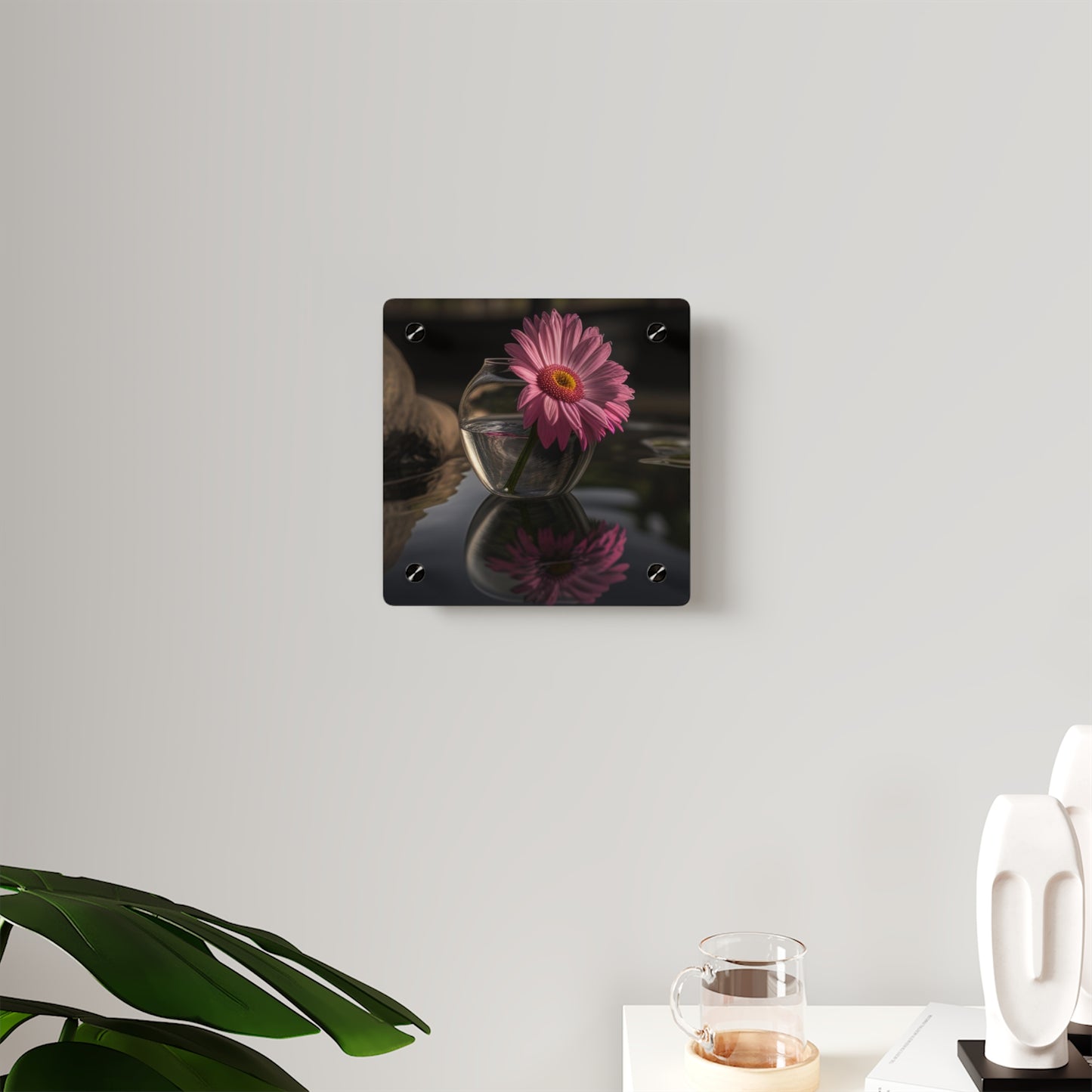 Acrylic Wall Art Panels Pink Daisy 2