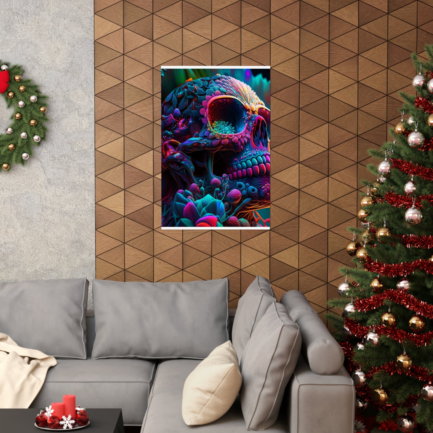 Premium Matte Vertical Posters Florescent Skull Death 3