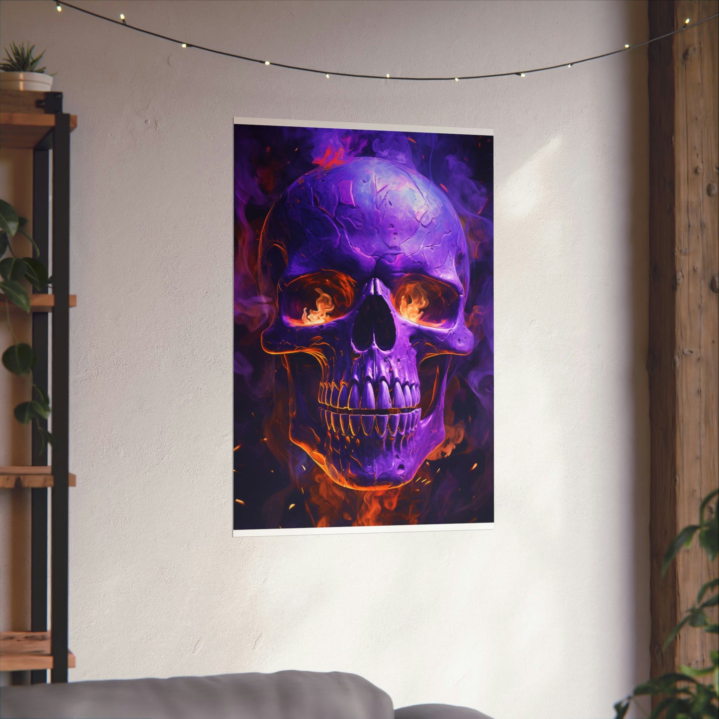 Premium Matte Vertical Posters Skull Flames 1