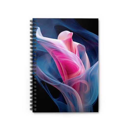 Spiral Notebook - Ruled Line Pink & Blue Tulip Rose 3