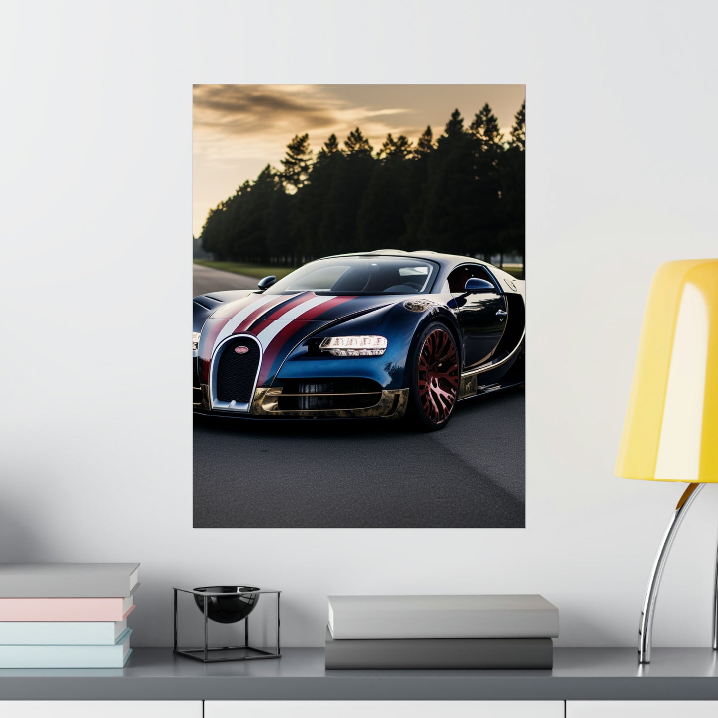 Premium Matte Vertical Posters Bugatti Flag American 1