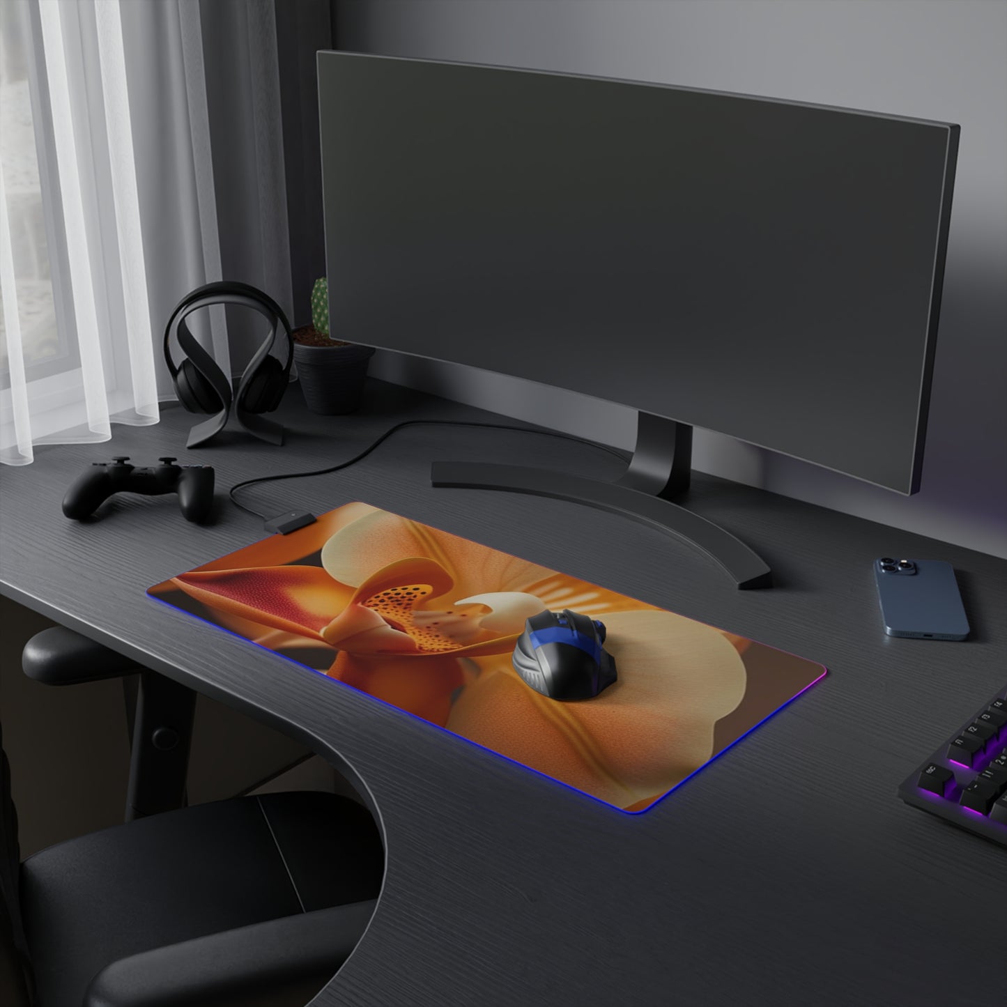 LED Gaming Mouse Pad Orange Orchid 3