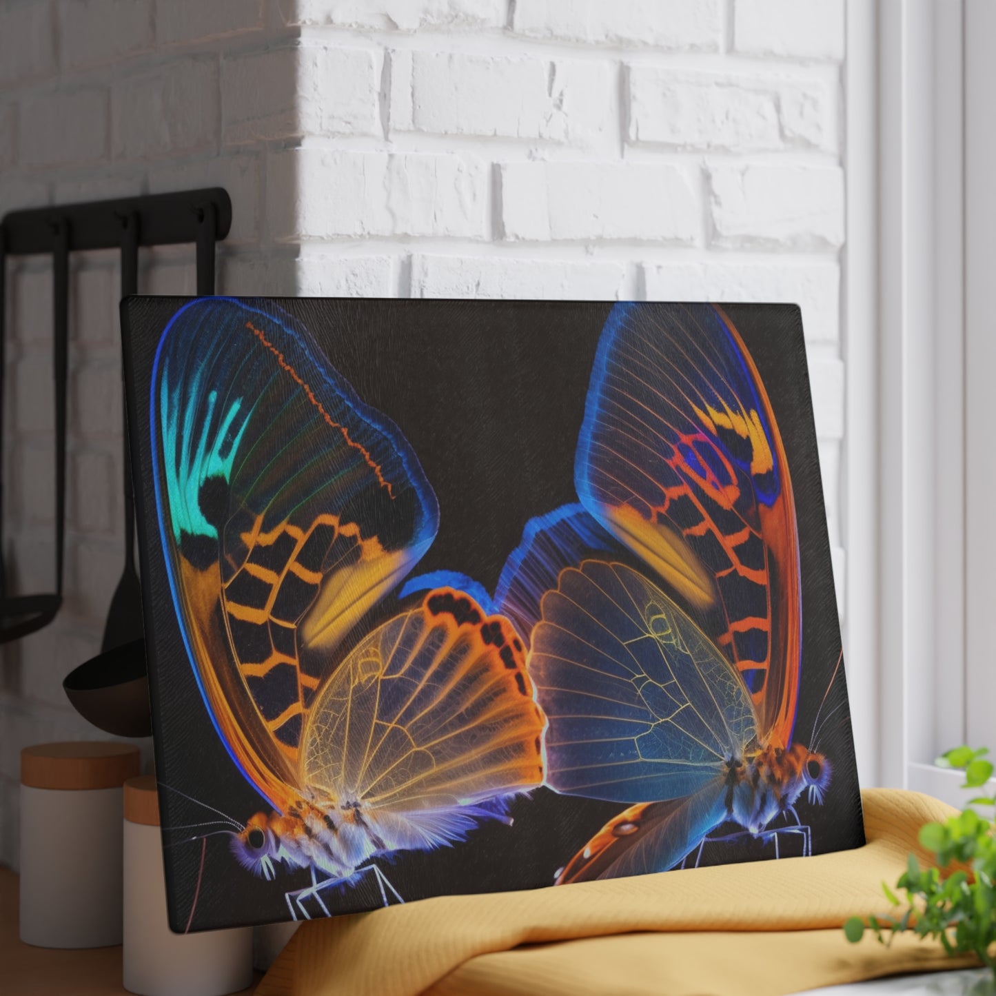 Glass Cutting Board Neon Glo Butterfly 2