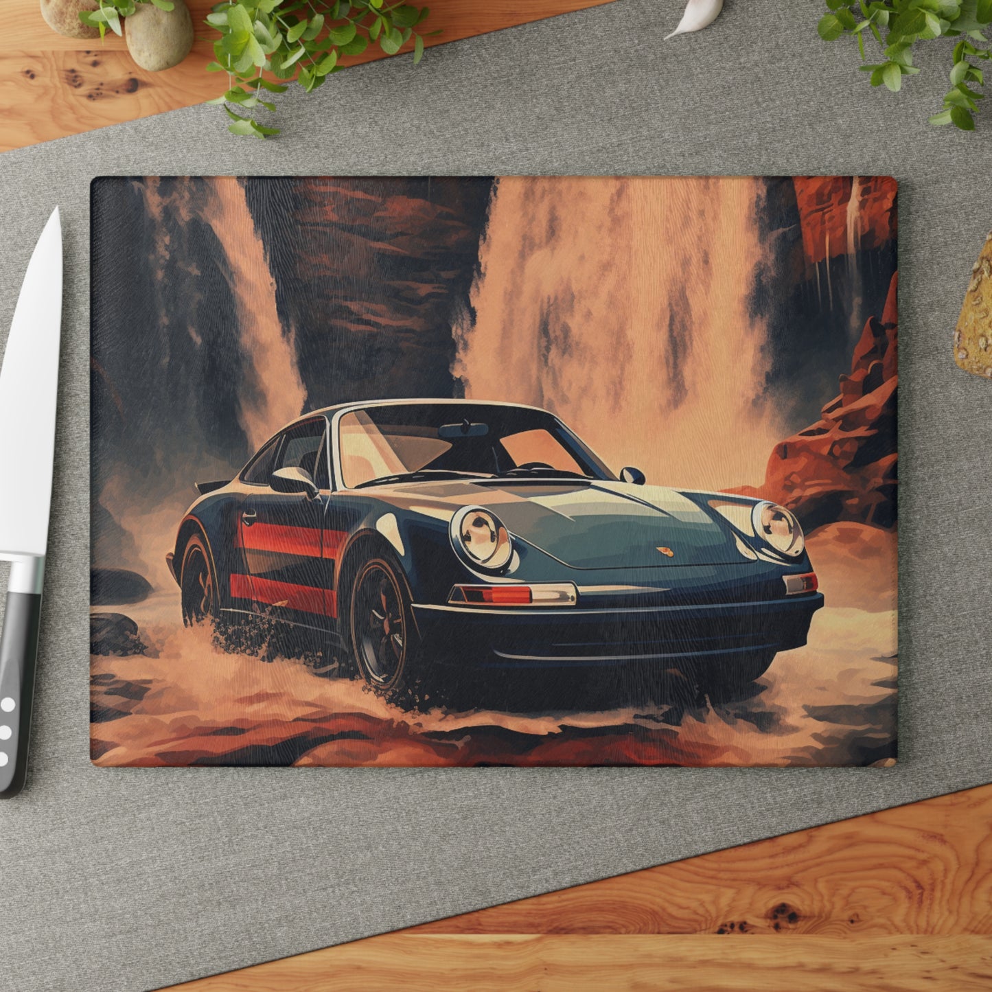 Glass Cutting Board American Flag Porsche Abstract 3