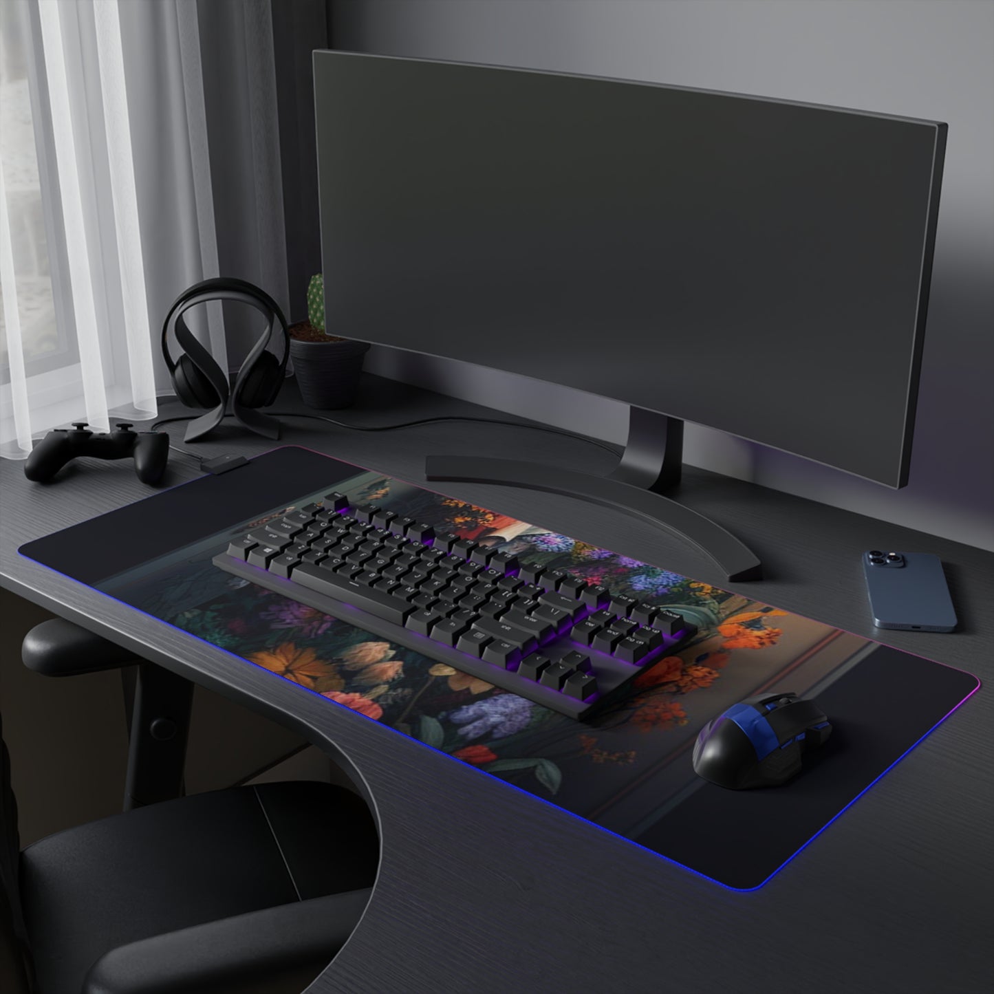 LED Gaming Mouse Pad A Wardrobe Surrounded by Flowers 4