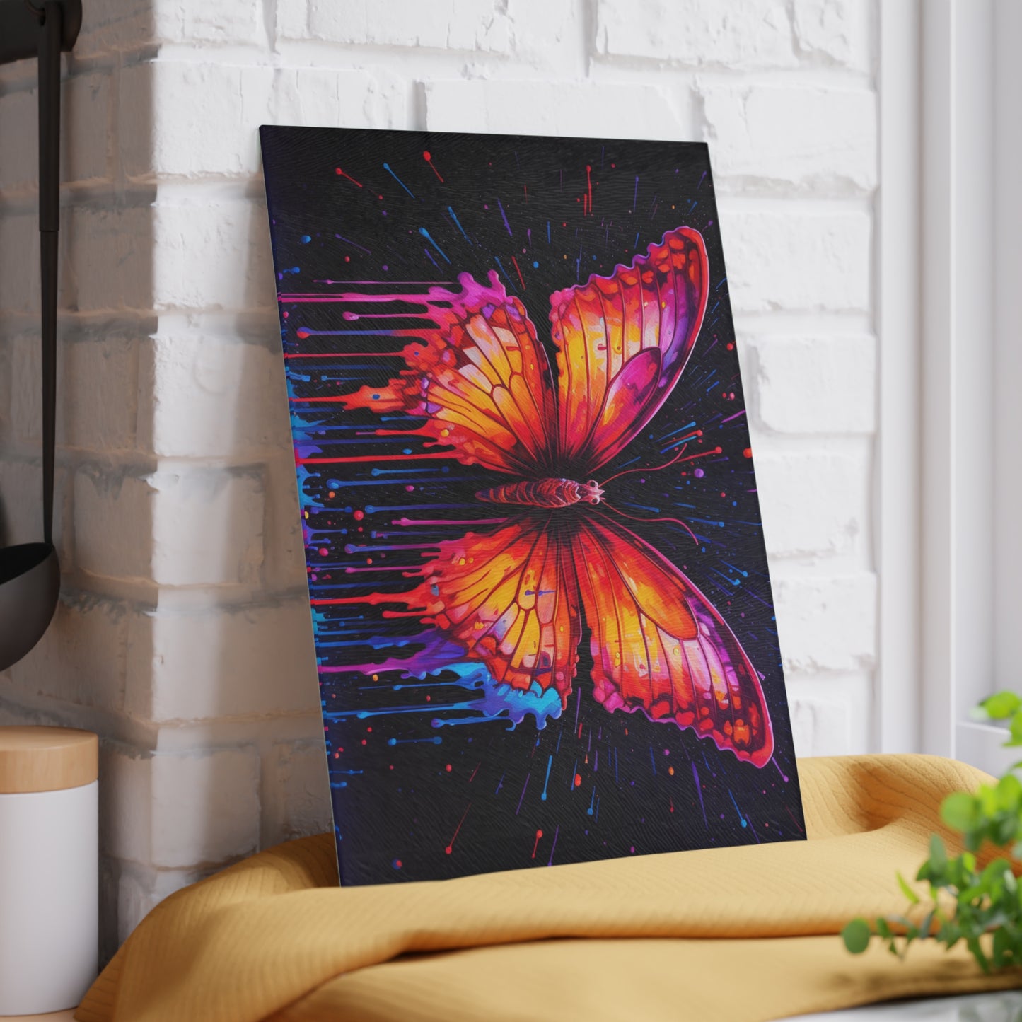 Glass Cutting Board Pink Butterfly Flair 4