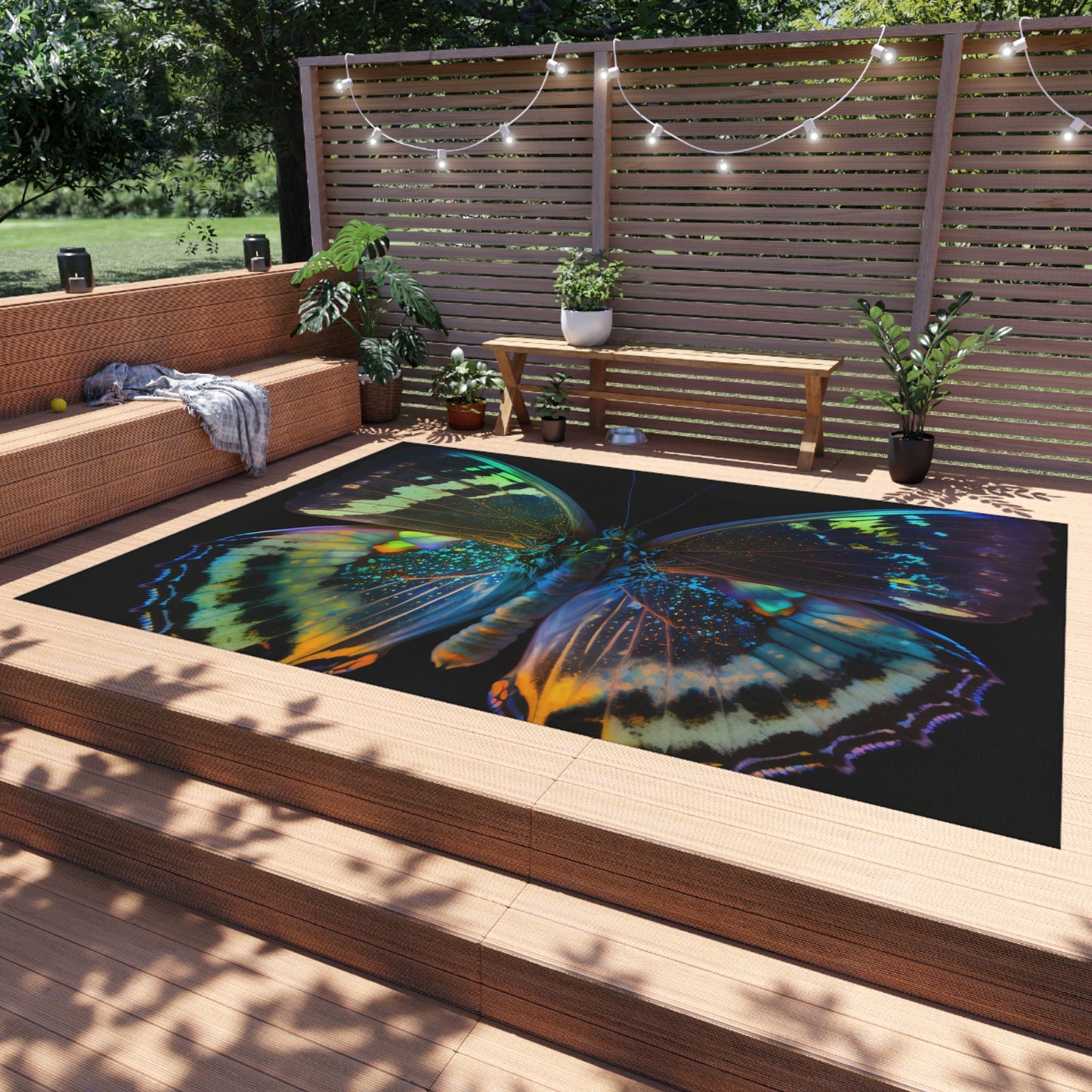 Outdoor Rug  Neon Butterfly Flair 4