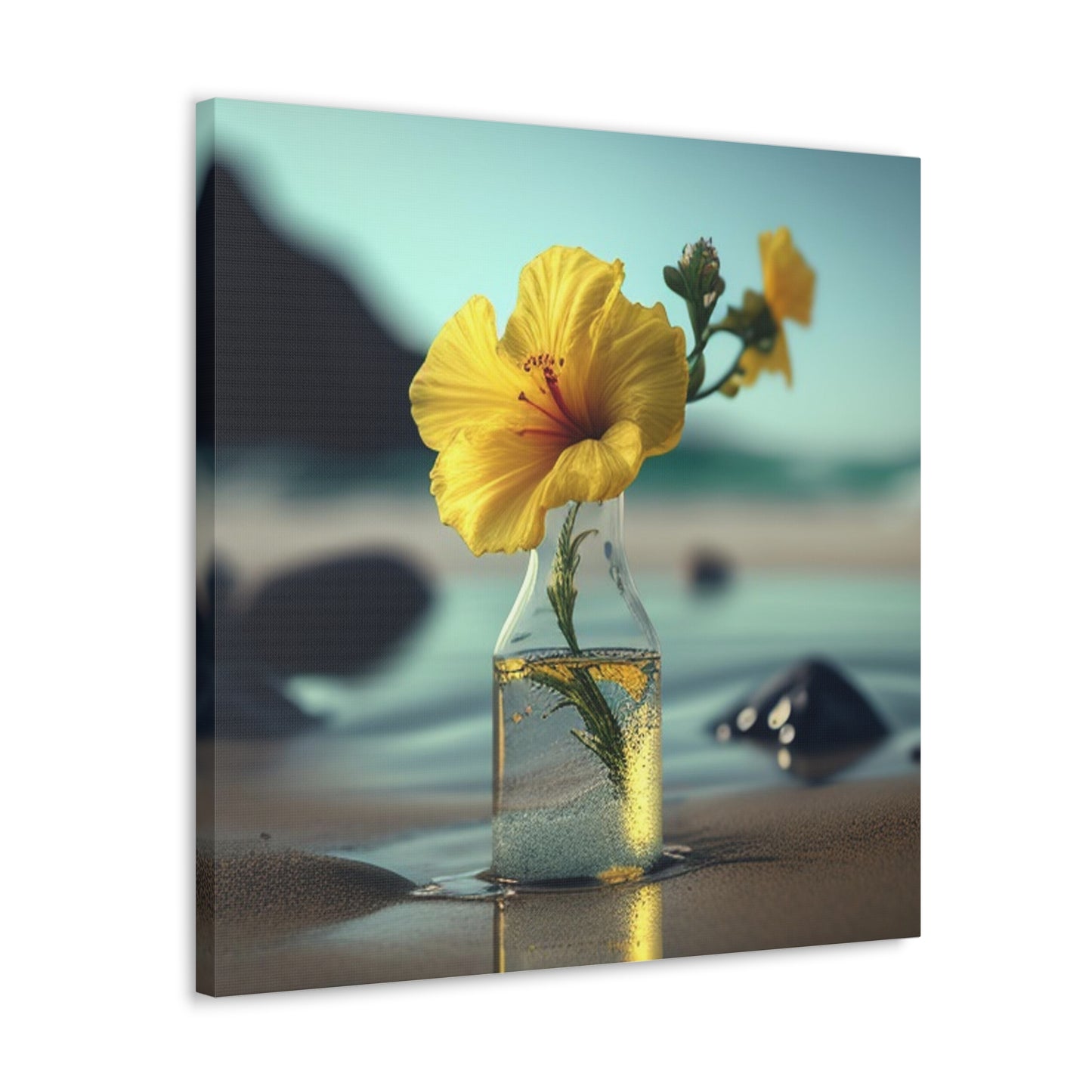 Canvas Gallery Wraps Yellow Hibiscus glass 3