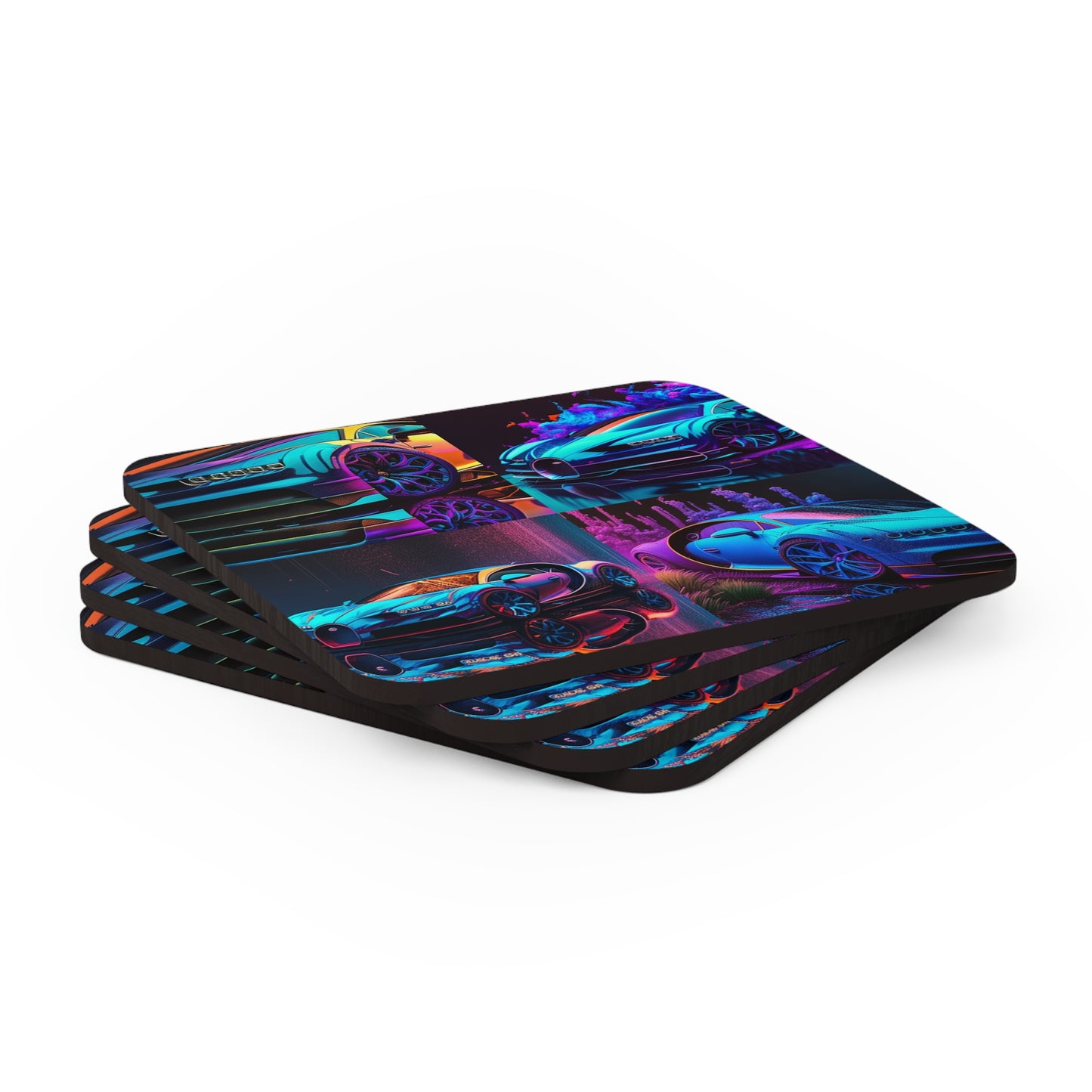 Corkwood Coaster Set Bugatti Neon Chiron 5