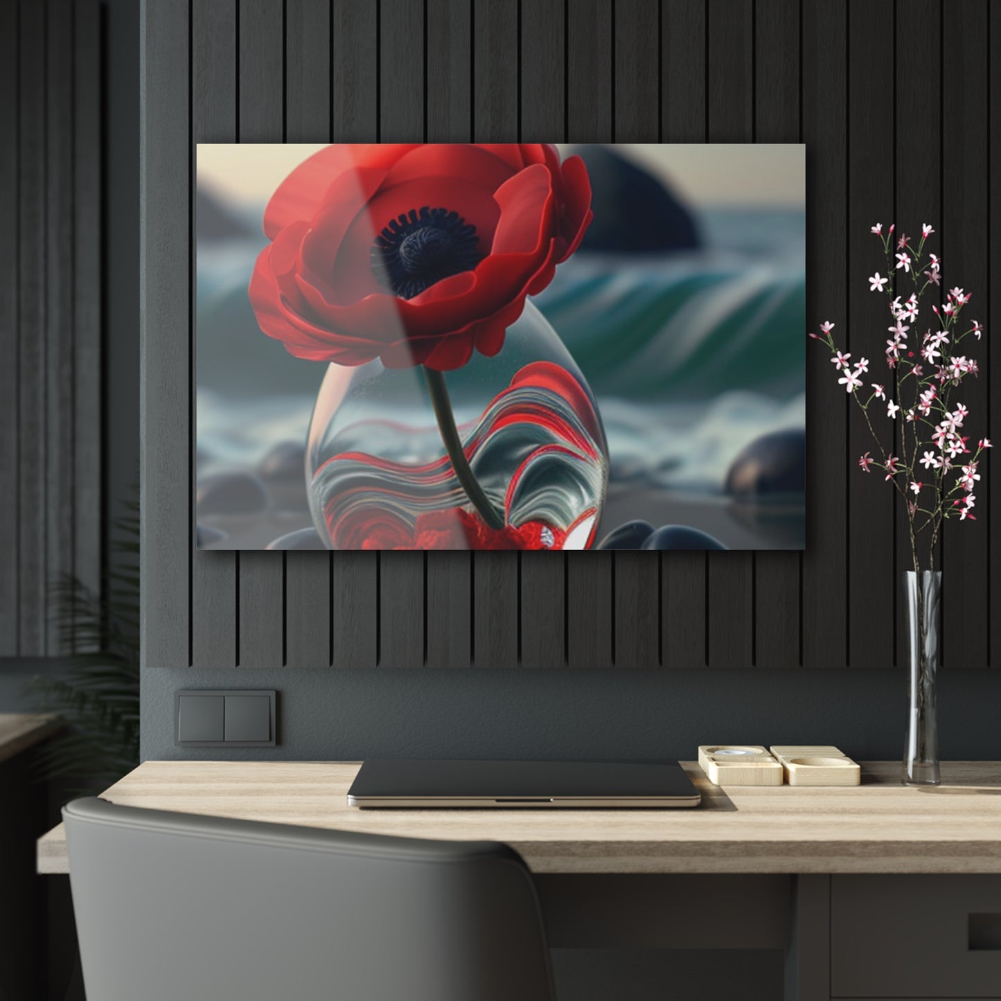 Acrylic Prints Red Anemone in a Vase 1