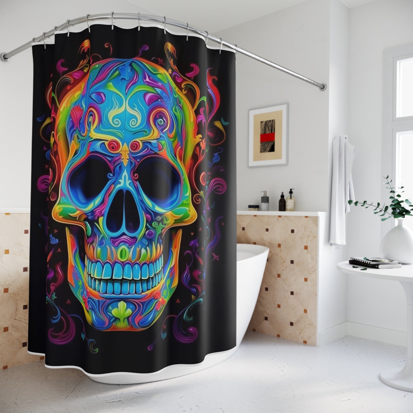 Polyester Shower Curtain Macro Skull Color 4