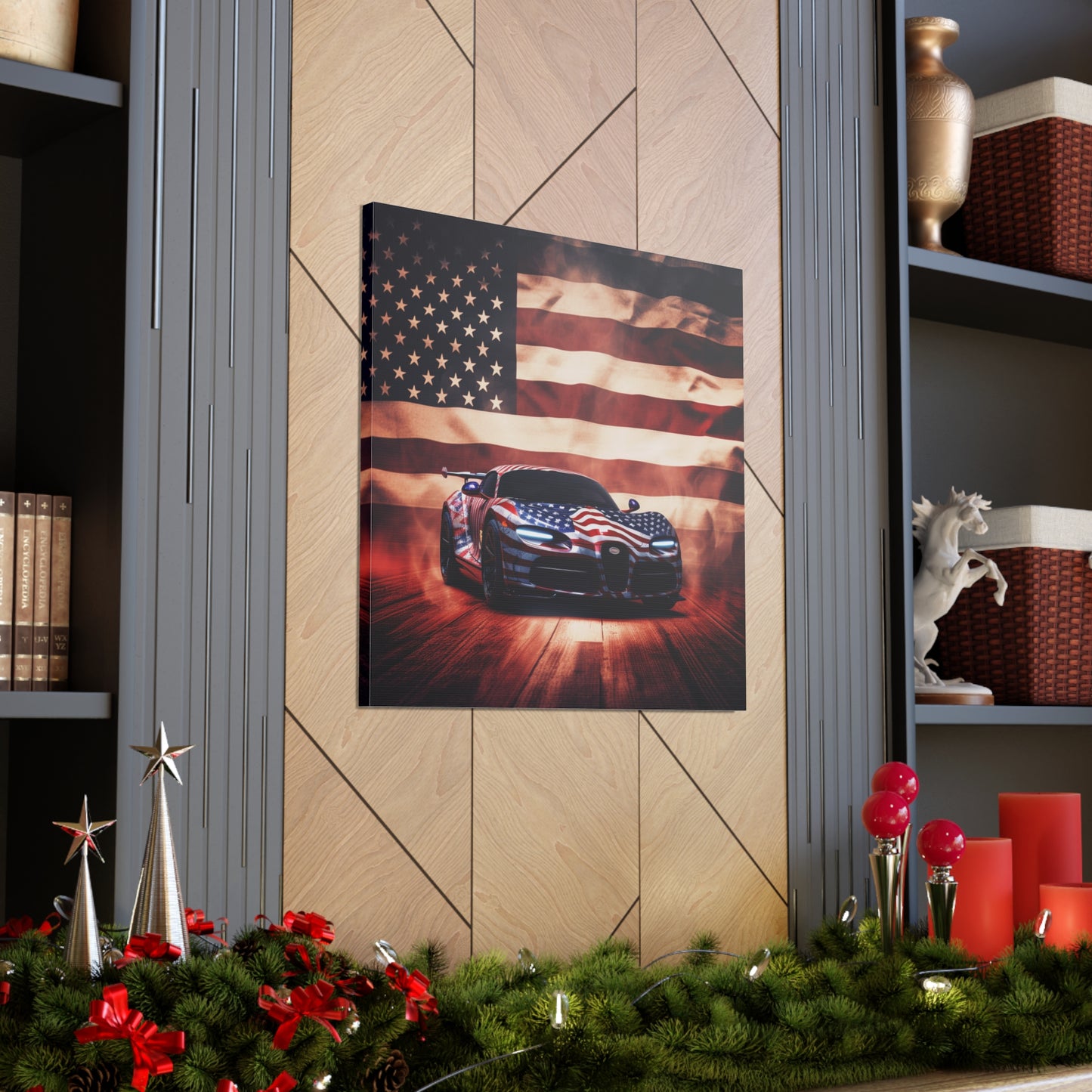 Canvas Gallery Wraps Abstract American Flag Background Bugatti 2