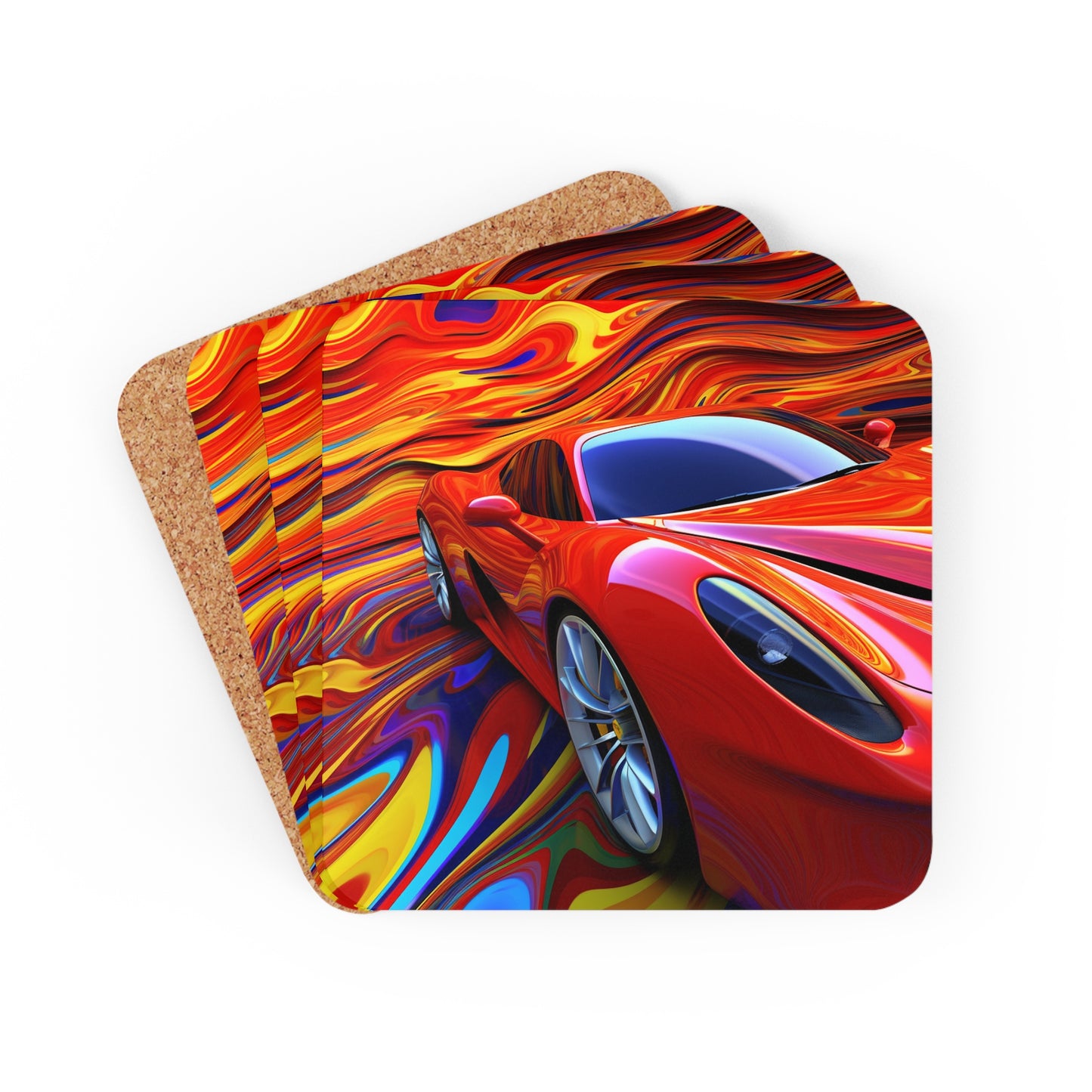 Corkwood Coaster Set Ferrari Water Fusion 4