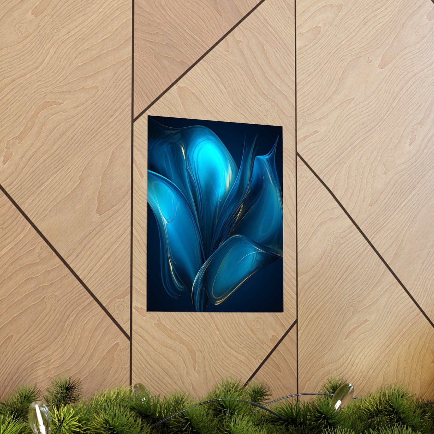 Premium Matte Vertical Posters Abstract Blue Tulip 2