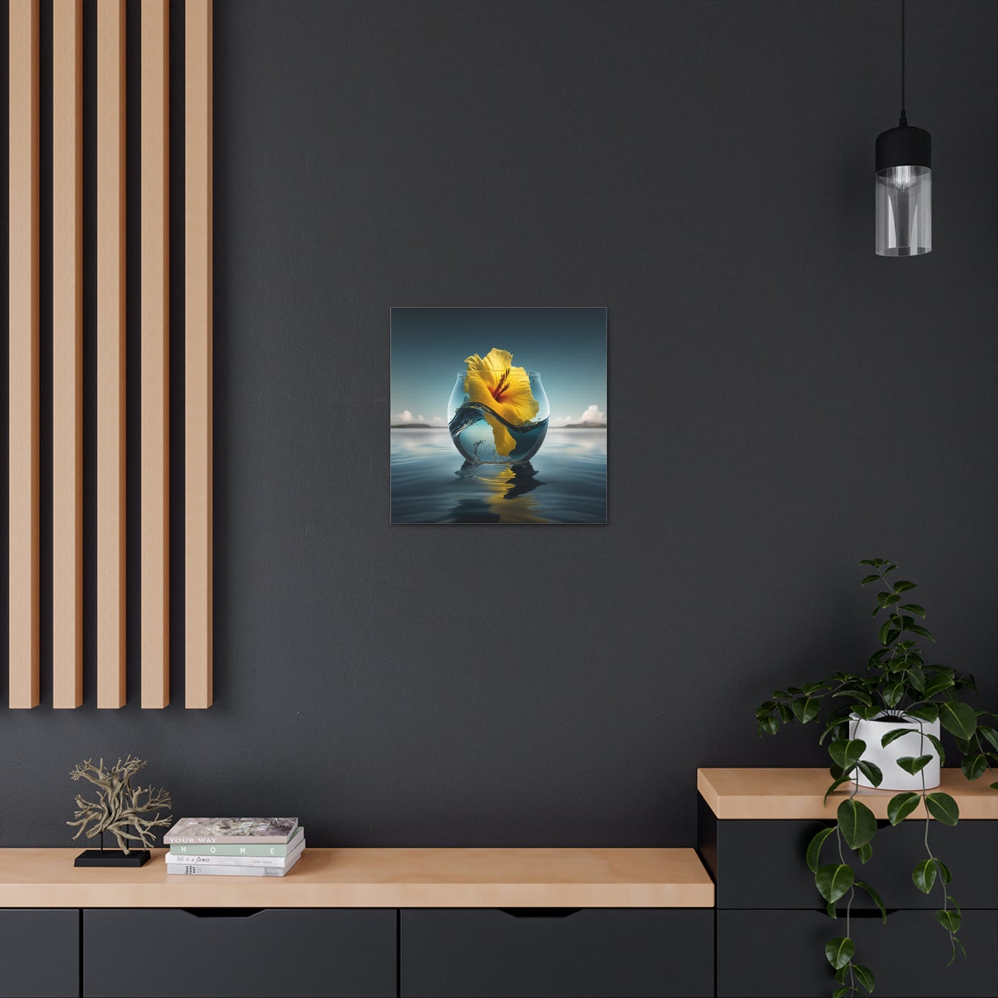 Canvas Gallery Wraps Yellow Hibiscus glass 4