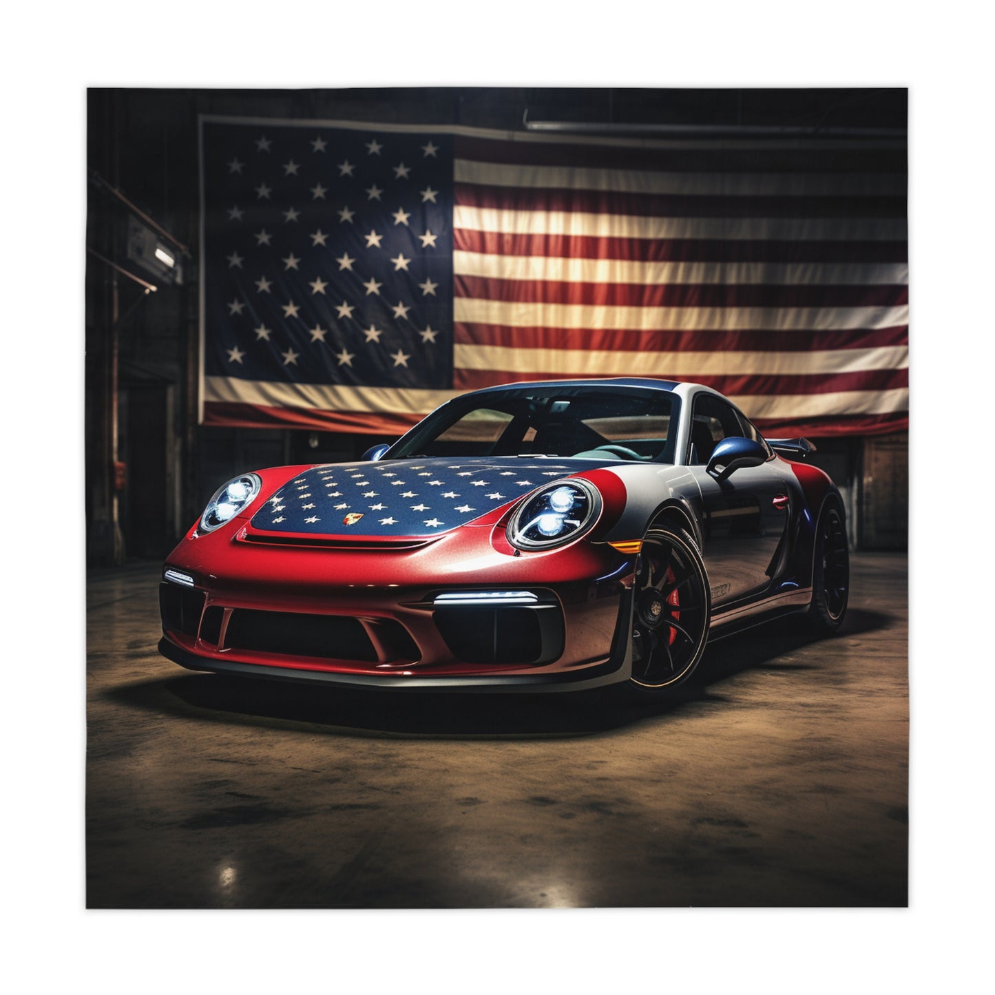 Tablecloth American Flag Background Porsche 1