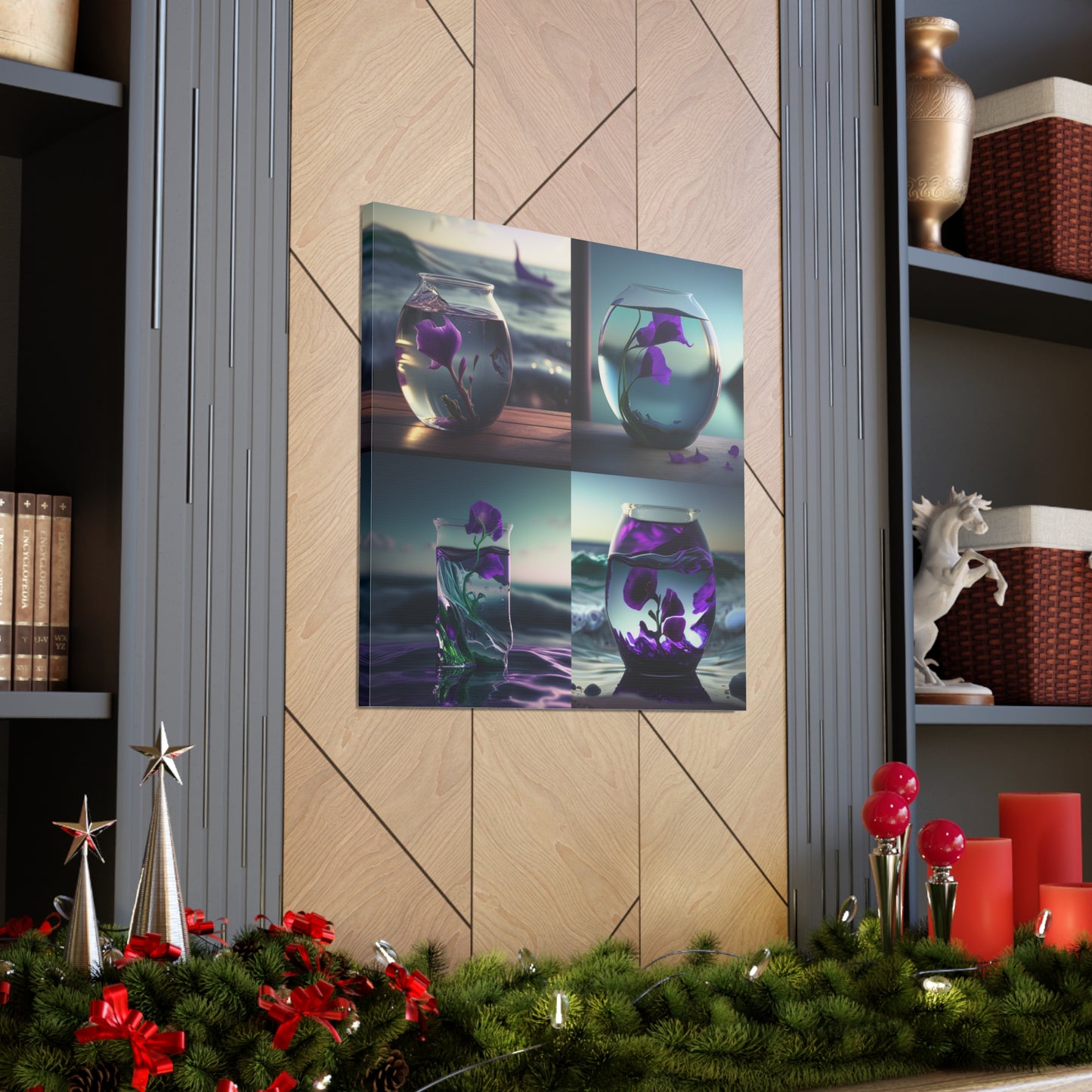 Canvas Gallery Wraps Purple Sweet pea in a vase 5