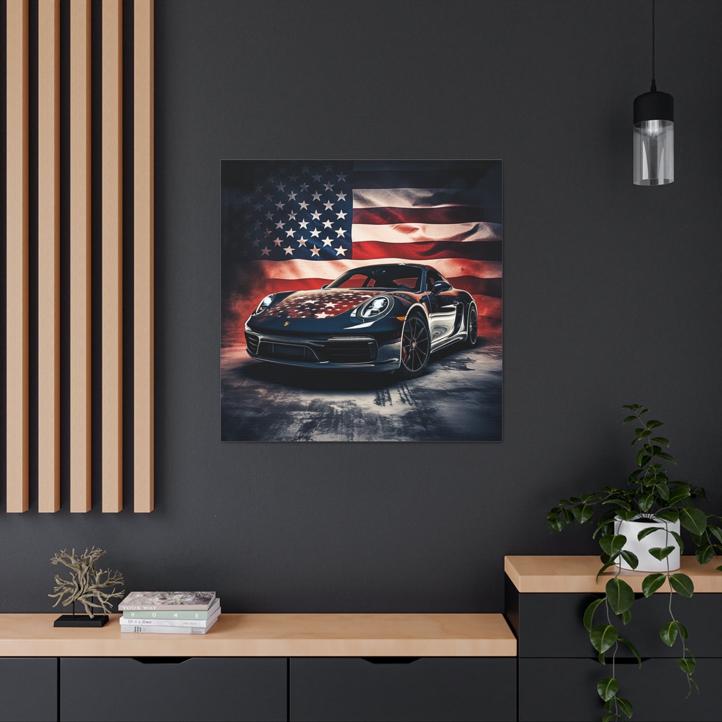 Canvas Gallery Wraps Abstract American Flag Background Porsche 2