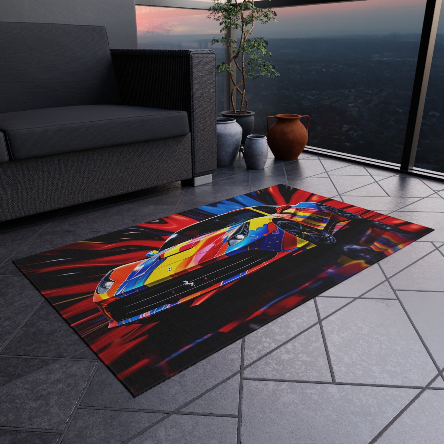 Outdoor Rug  Hyper Colorfull Ferrari 1