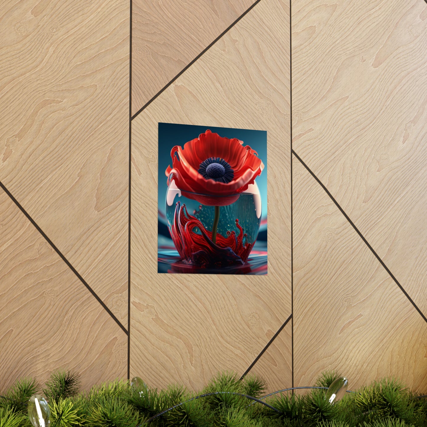 Premium Matte Vertical Posters Red Anemone in a Vase 2