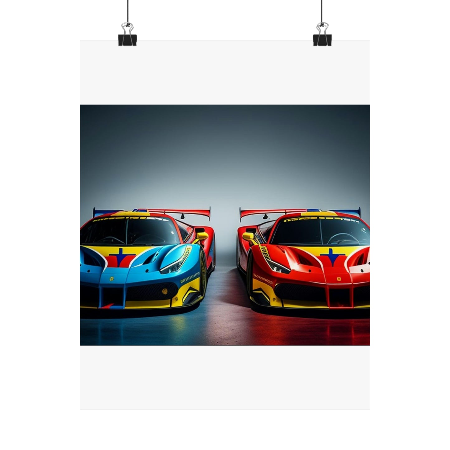 Premium Matte Vertical Posters Ferrari Red Blue 2