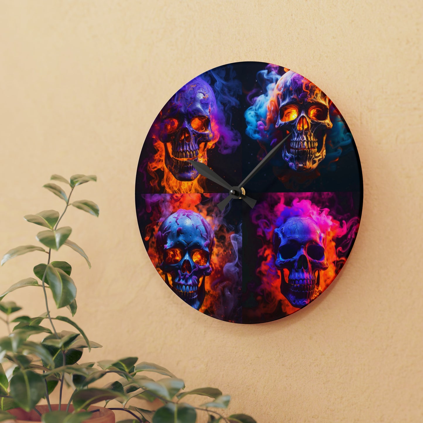 Acrylic Wall Clock Macro Skull 5