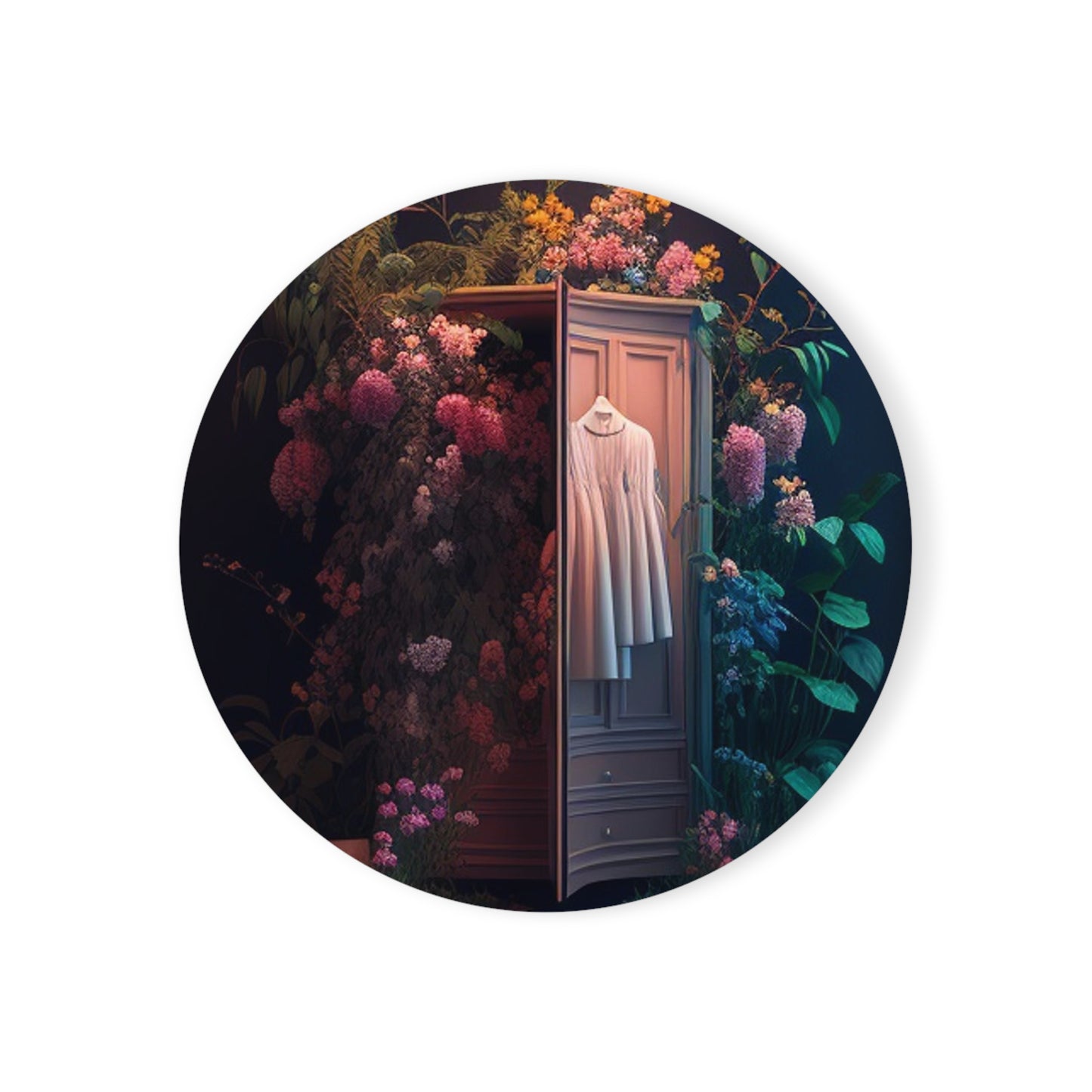 Cork Back Coaster A Wardrobe Surrounded by Flowers 3