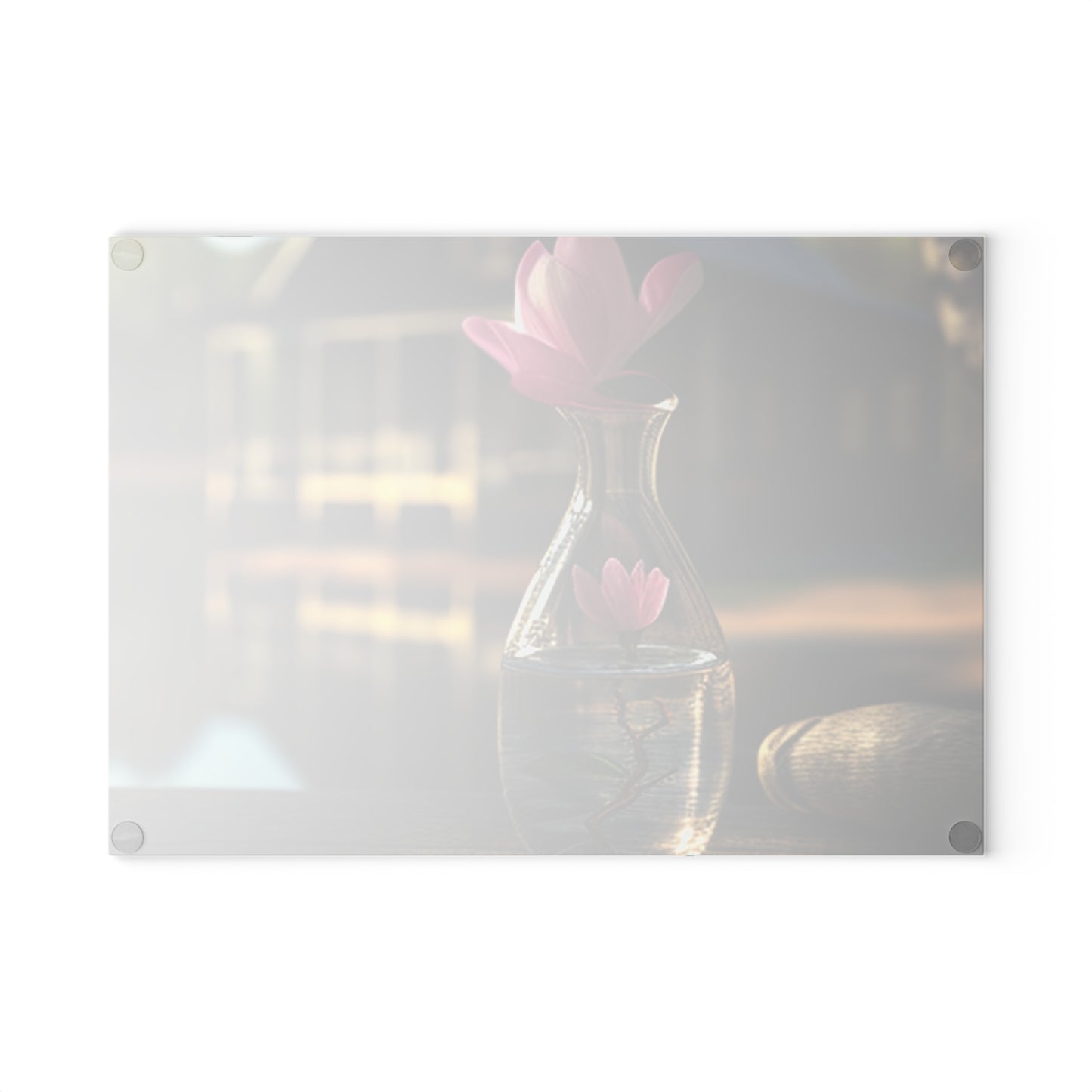 Glass Cutting Board Magnolia in a Glass vase 4