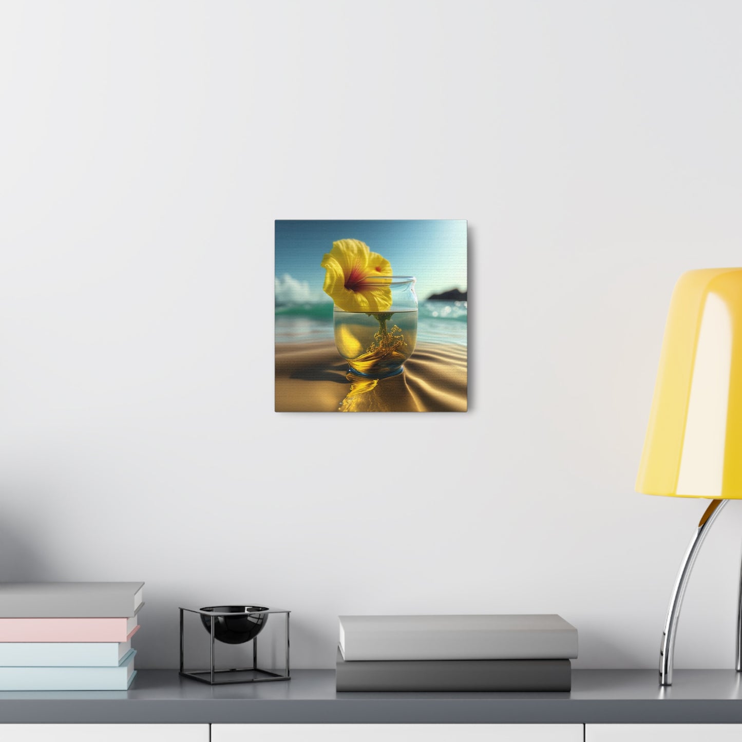 Canvas Gallery Wraps Yellow Hibiscus glass 1