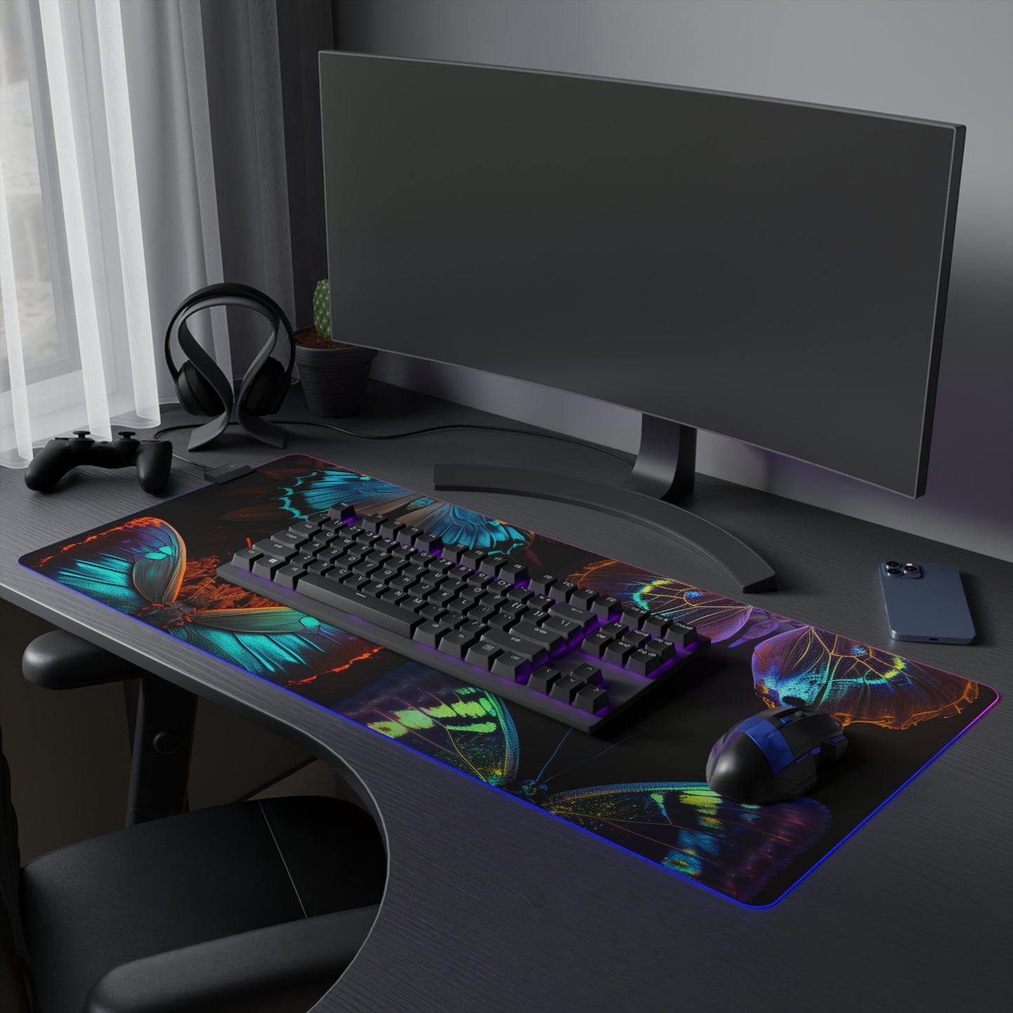 LED Gaming Mouse Pad Neon Butterfly Flair 5