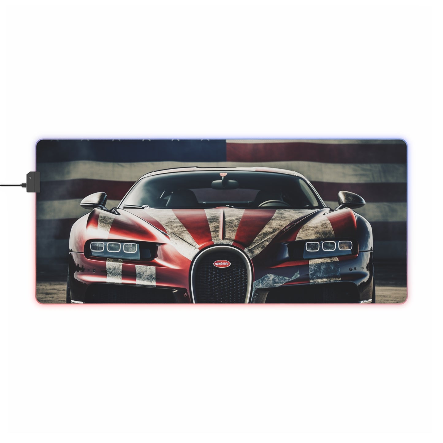 LED Gaming Mouse Pad American Flag Background Bugatti 3