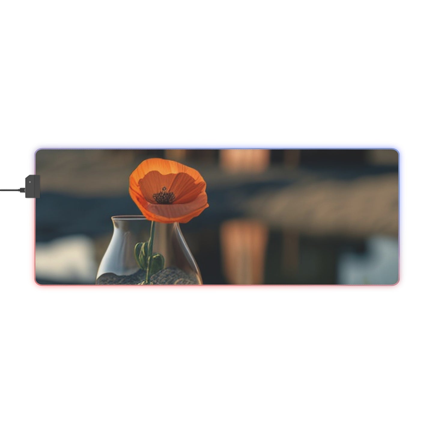 LED Gaming Mouse Pad Orange Poppy in a Vase 4