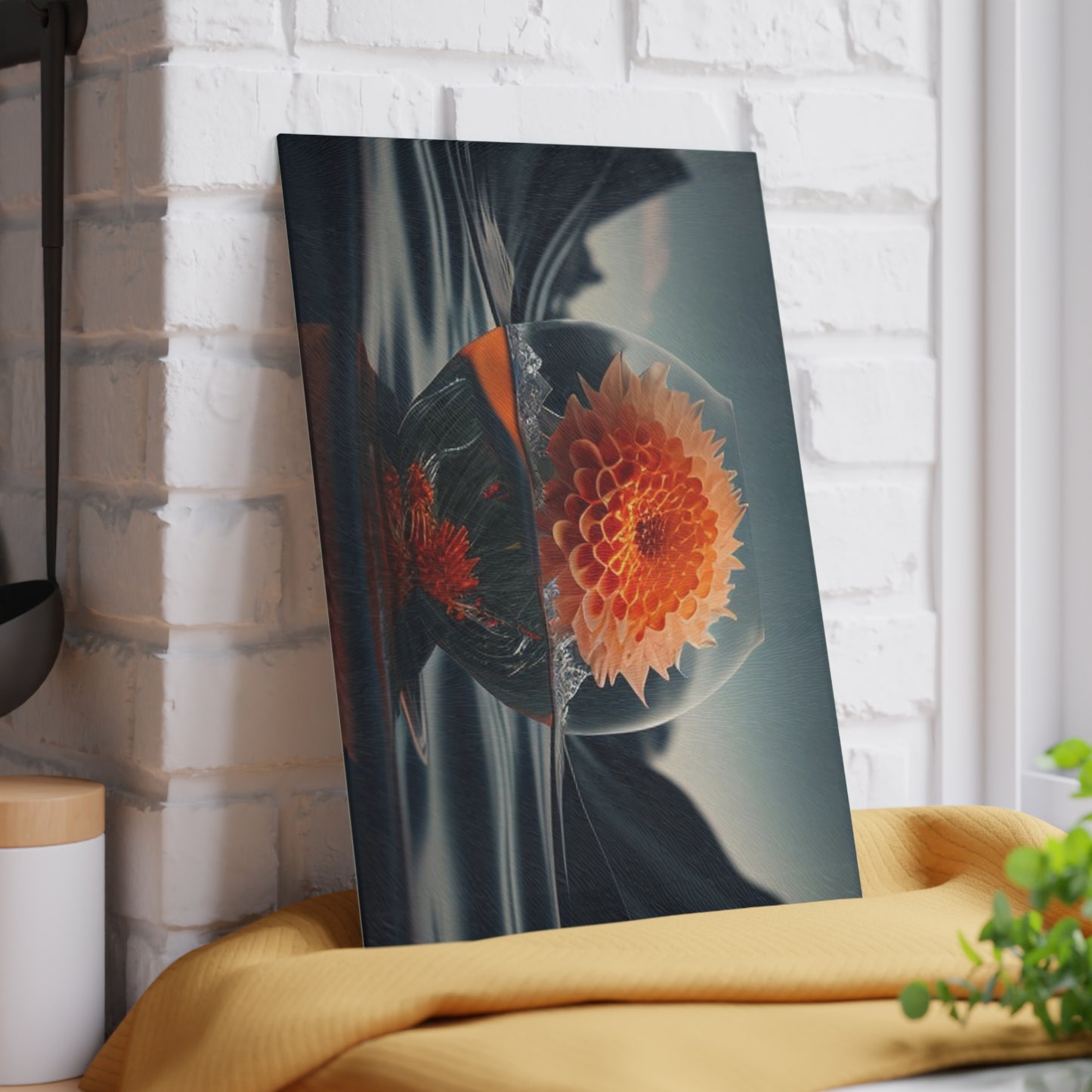 Glass Cutting Board Dahlia Orange 3